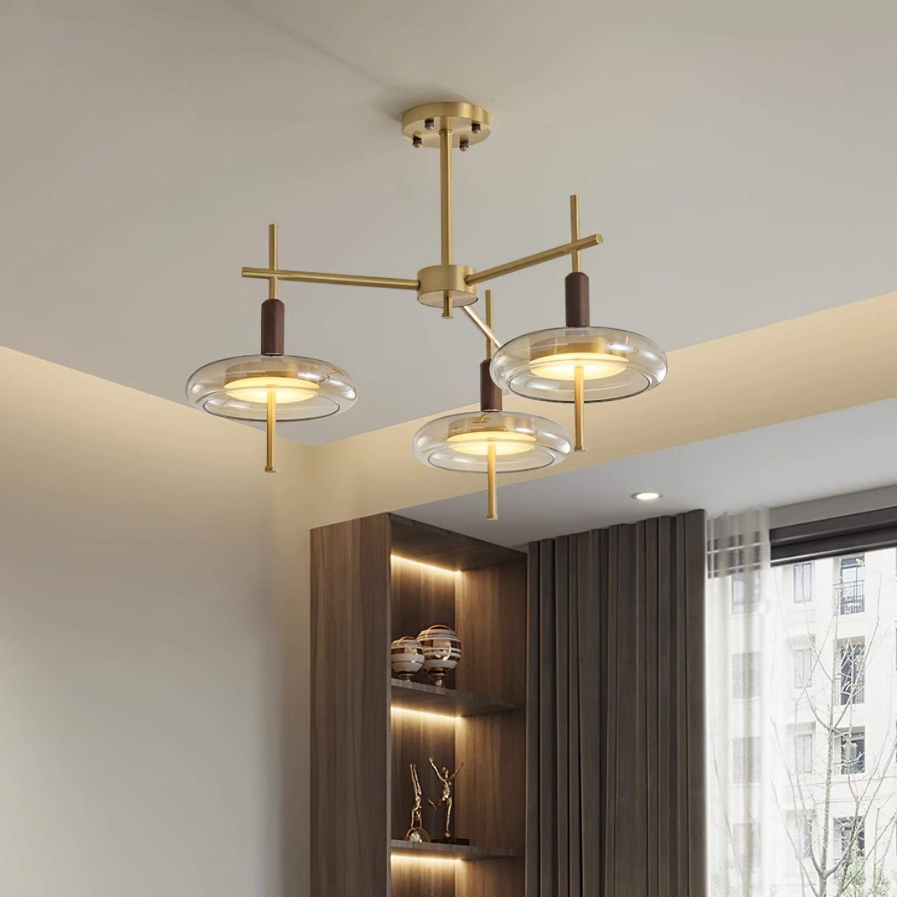 Redondo Lustra Lustre Laiton Verre LED Moderne