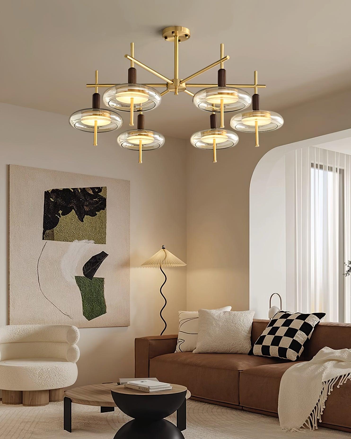 Redondo Lustre Laiton Verre LED