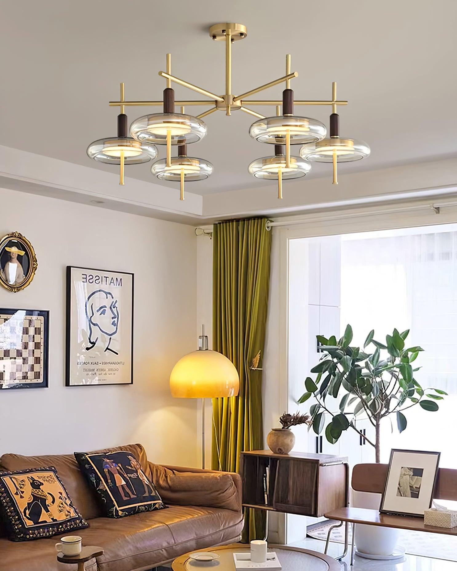 Redondo Lustra Lustre Laiton Verre LED Moderne