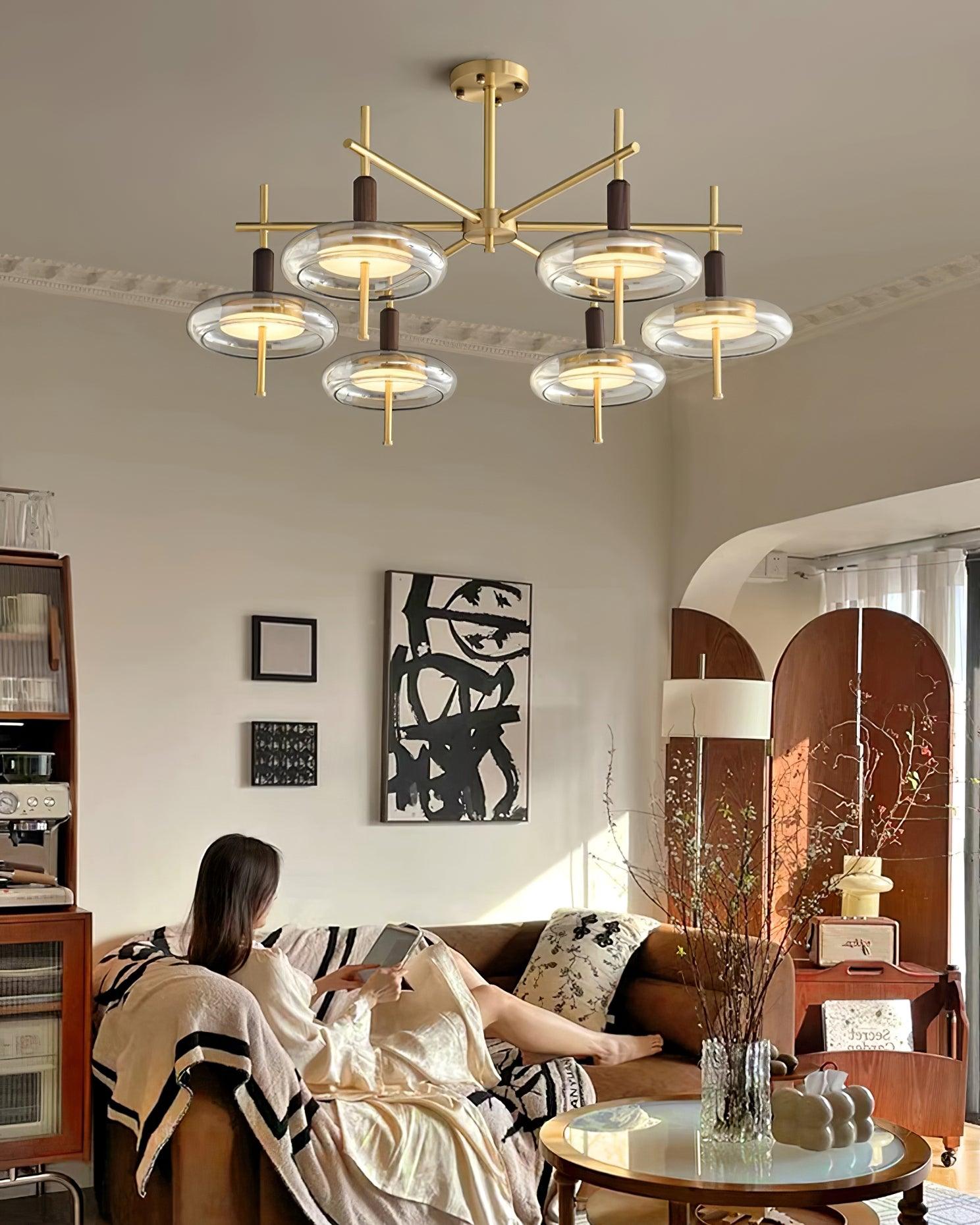 Redondo Lustre Laiton Verre LED