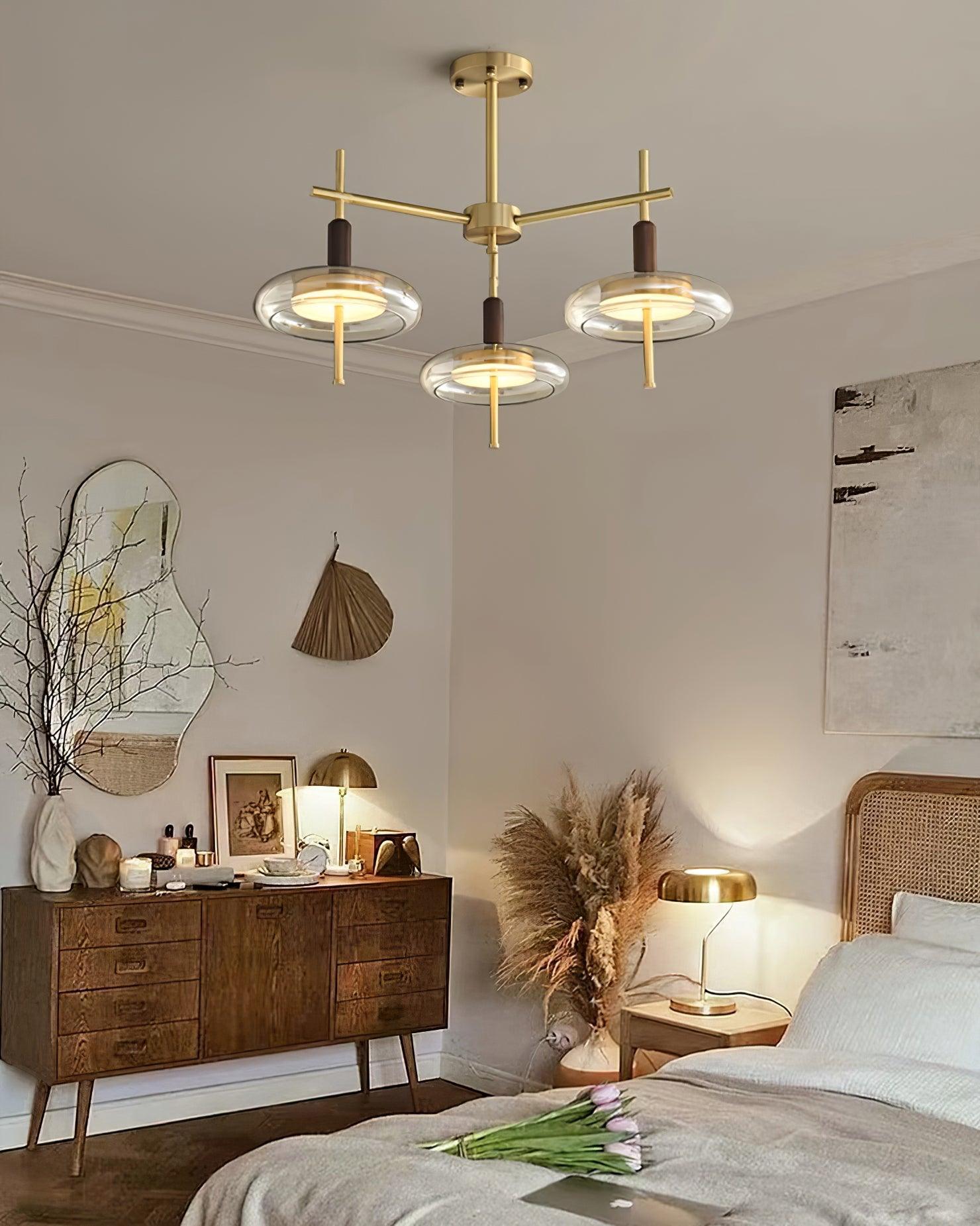 Redondo Lustra Lustre Laiton Verre LED Moderne