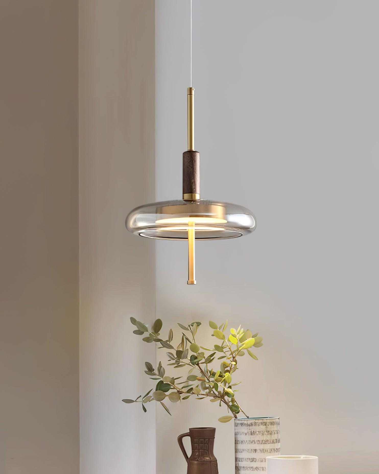 Redondo Suspension en Verre LED Halo à Disque