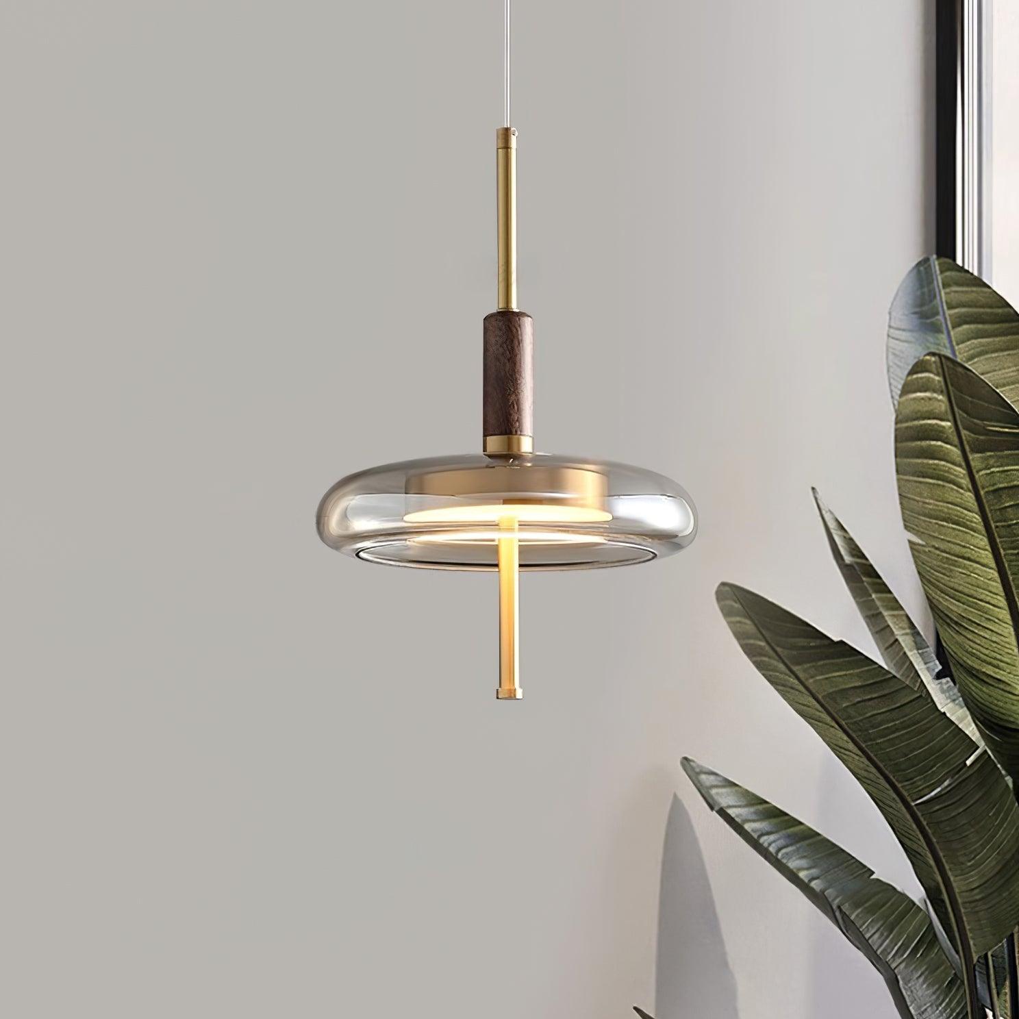 Redondo Suspension en Verre LED Halo à Disque