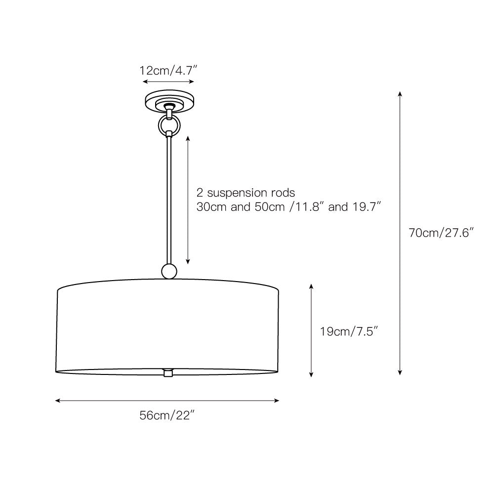 Olvynis Suspension Moderne Minimaliste en Laiton et Tissu