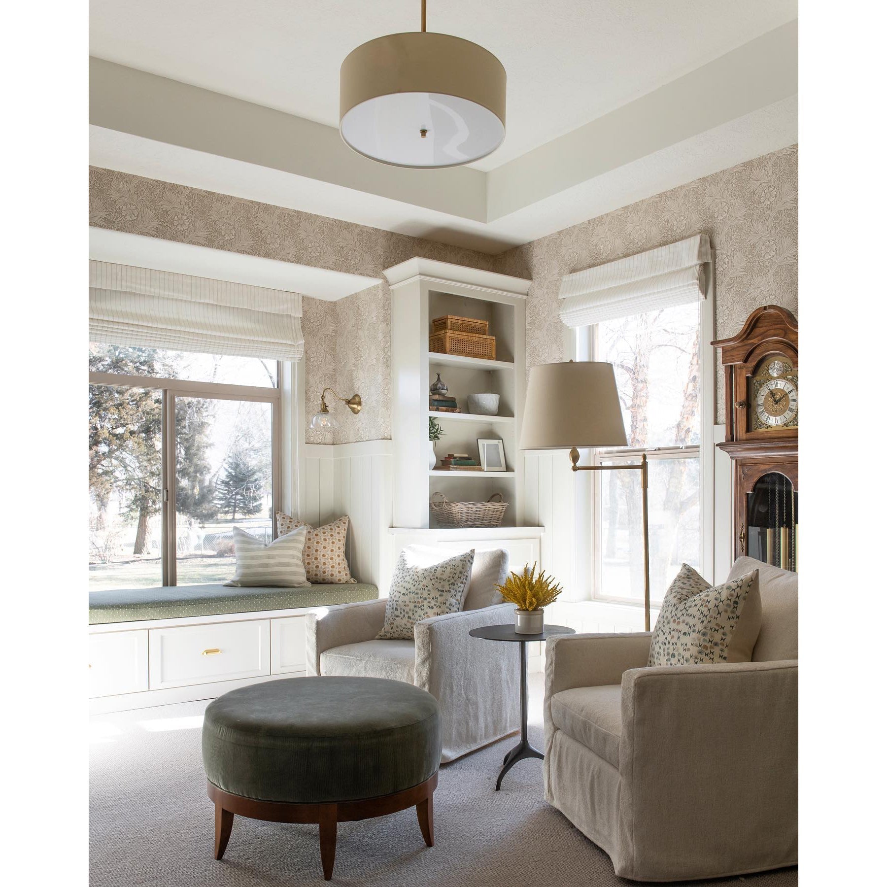 Olvynis Suspension Moderne Minimaliste en Laiton et Tissu