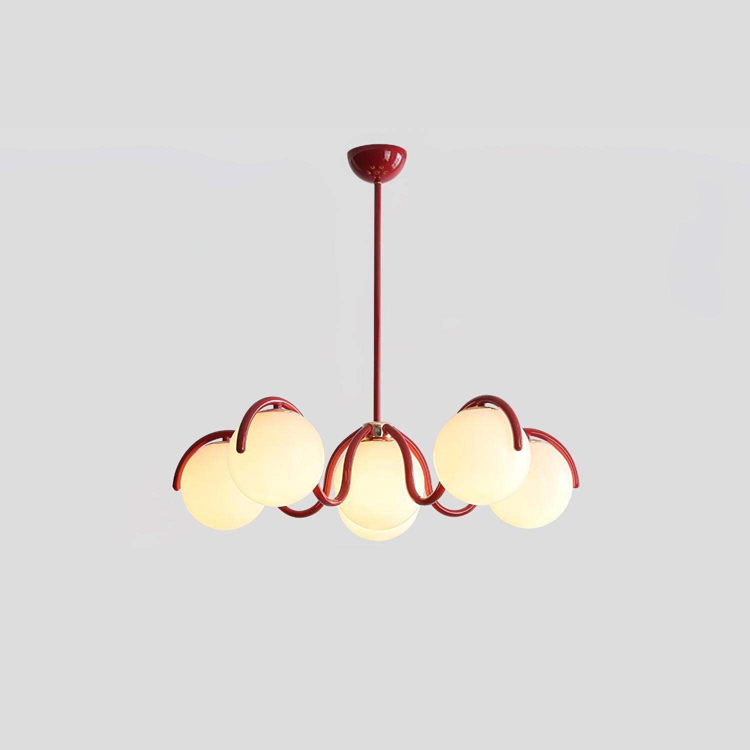 Lustra Lustre en Verre Blanc avec Globes et Cadre Courbé