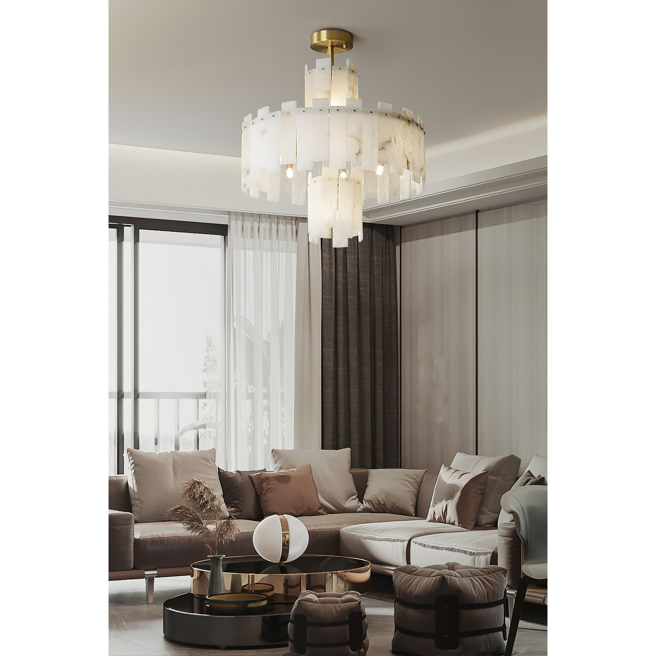 Zosolia Lustre Postmoderne Luxe Laiton Alabastre