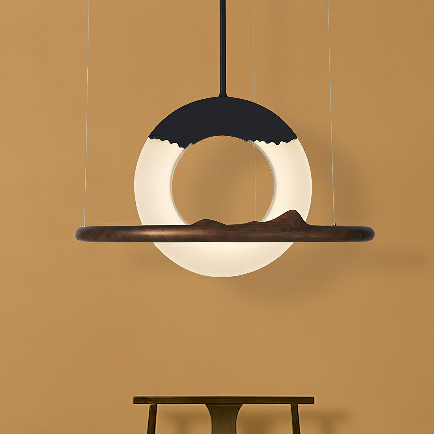 Mytalan Circulaire Acrylique Bois Pendentif Lumière
