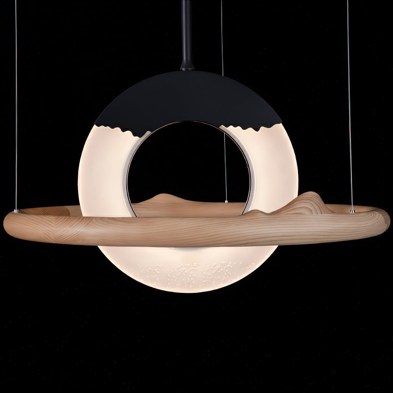 Mytalan Circulaire Acrylique Bois Pendentif Lumière