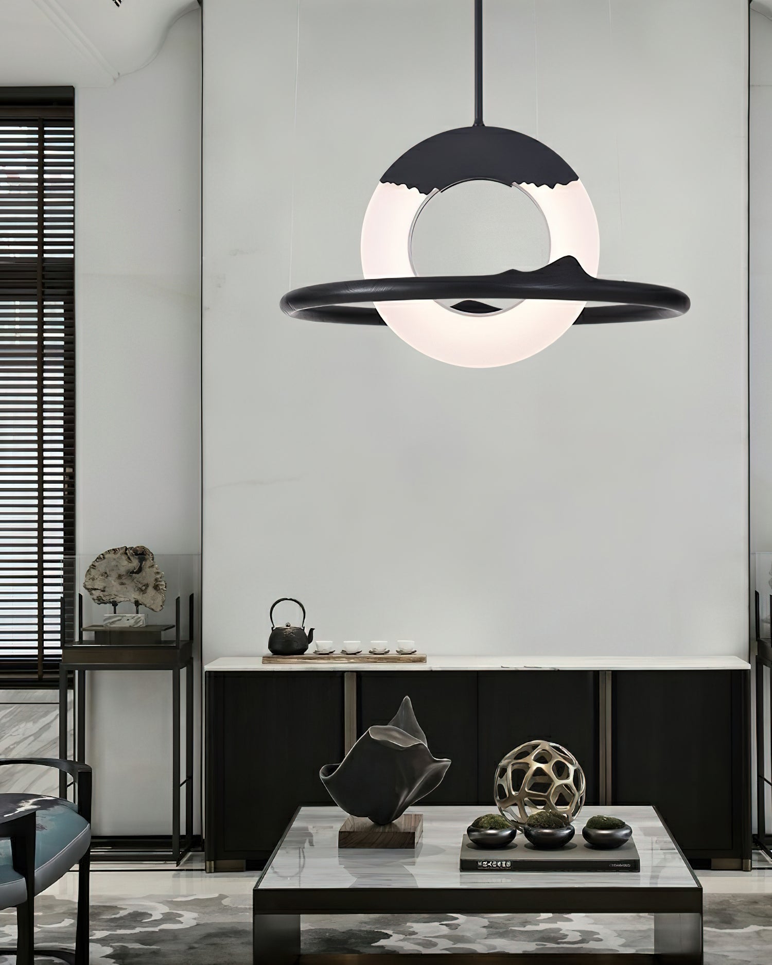 Mytalan Circulaire Acrylique Bois Pendentif Lumière