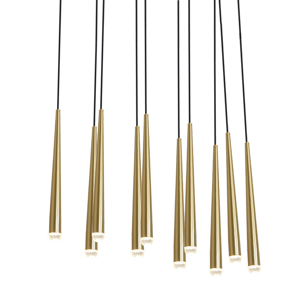 Aurance Lustre avec abat-jours en laiton poli et cristal Minimaliste