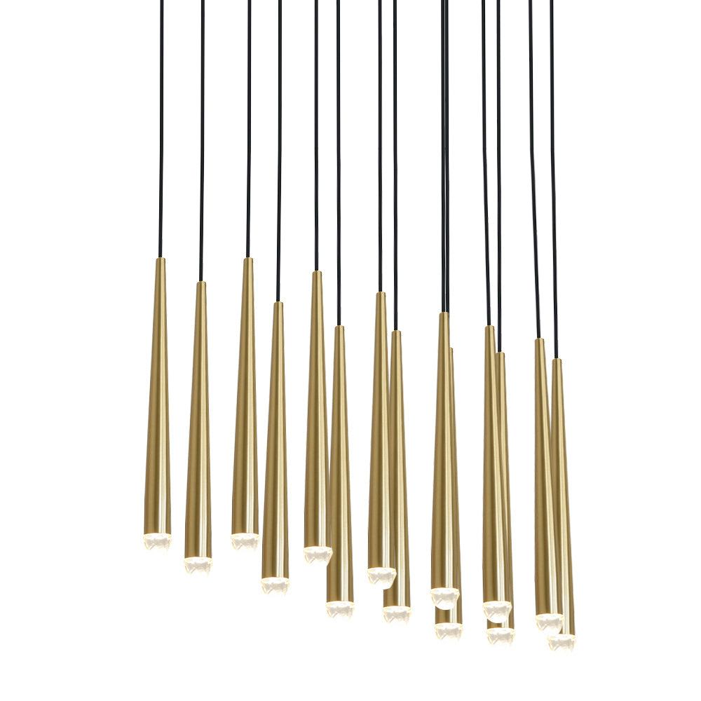 Aurance Lustre avec abat-jours en laiton poli et cristal Minimaliste