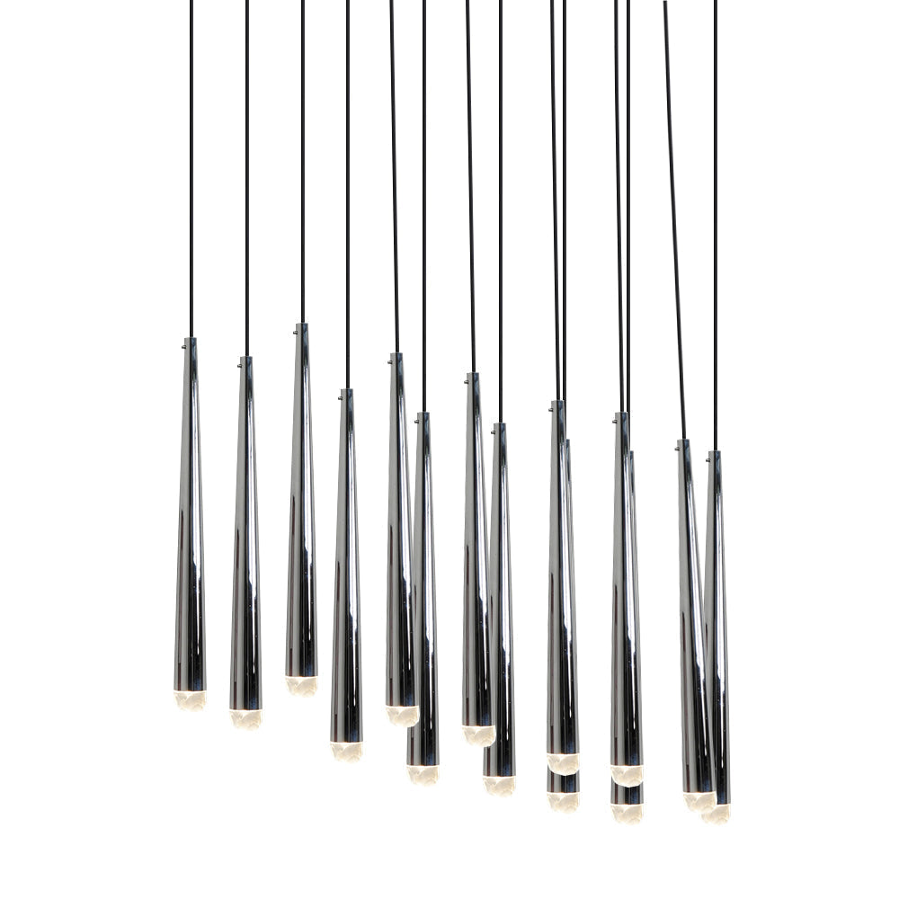 Aurance Lustre avec abat-jours en laiton poli et cristal Minimaliste