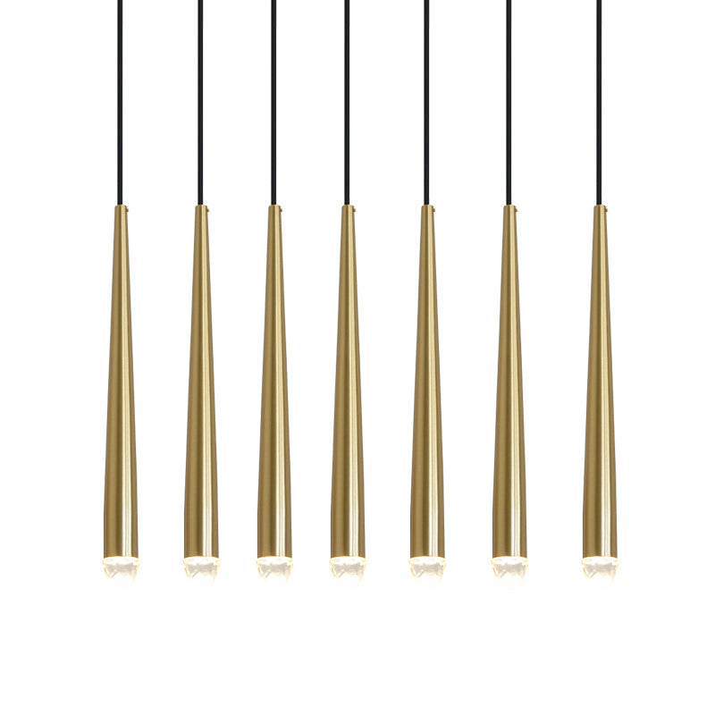 Aurance Lustre avec abat-jours en laiton poli et cristal Minimaliste