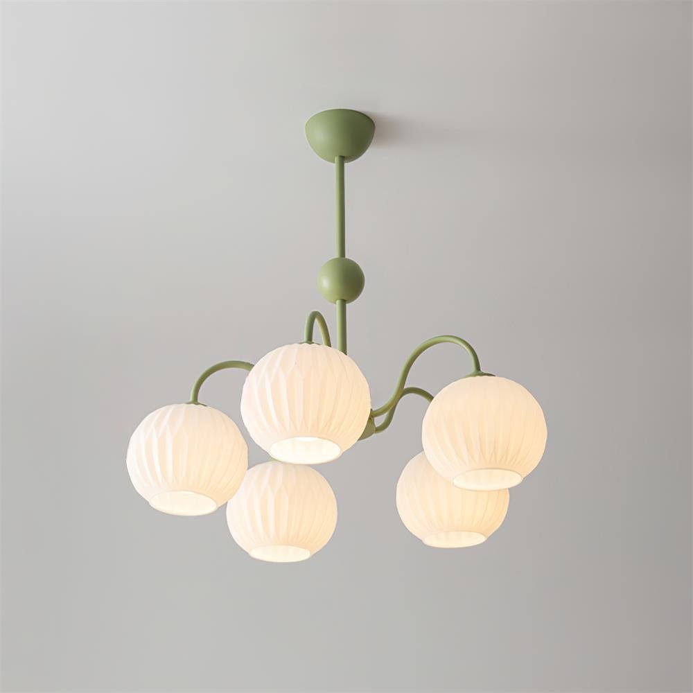 Lustra Lustre Moderne à 8 Lumières en Verre Ridé Vert