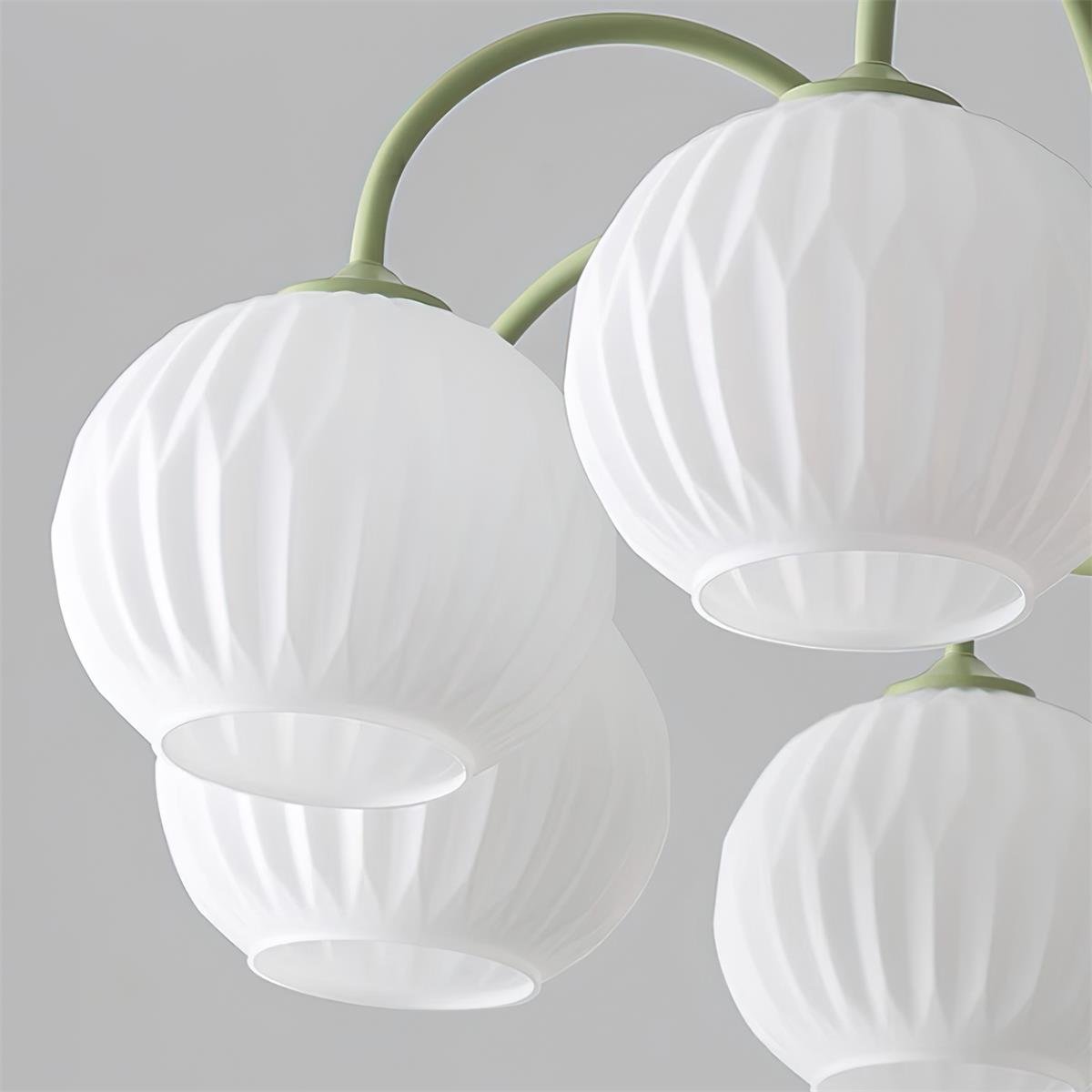 Lustra Lustre Moderne à 8 Lumières en Verre Ridé Vert