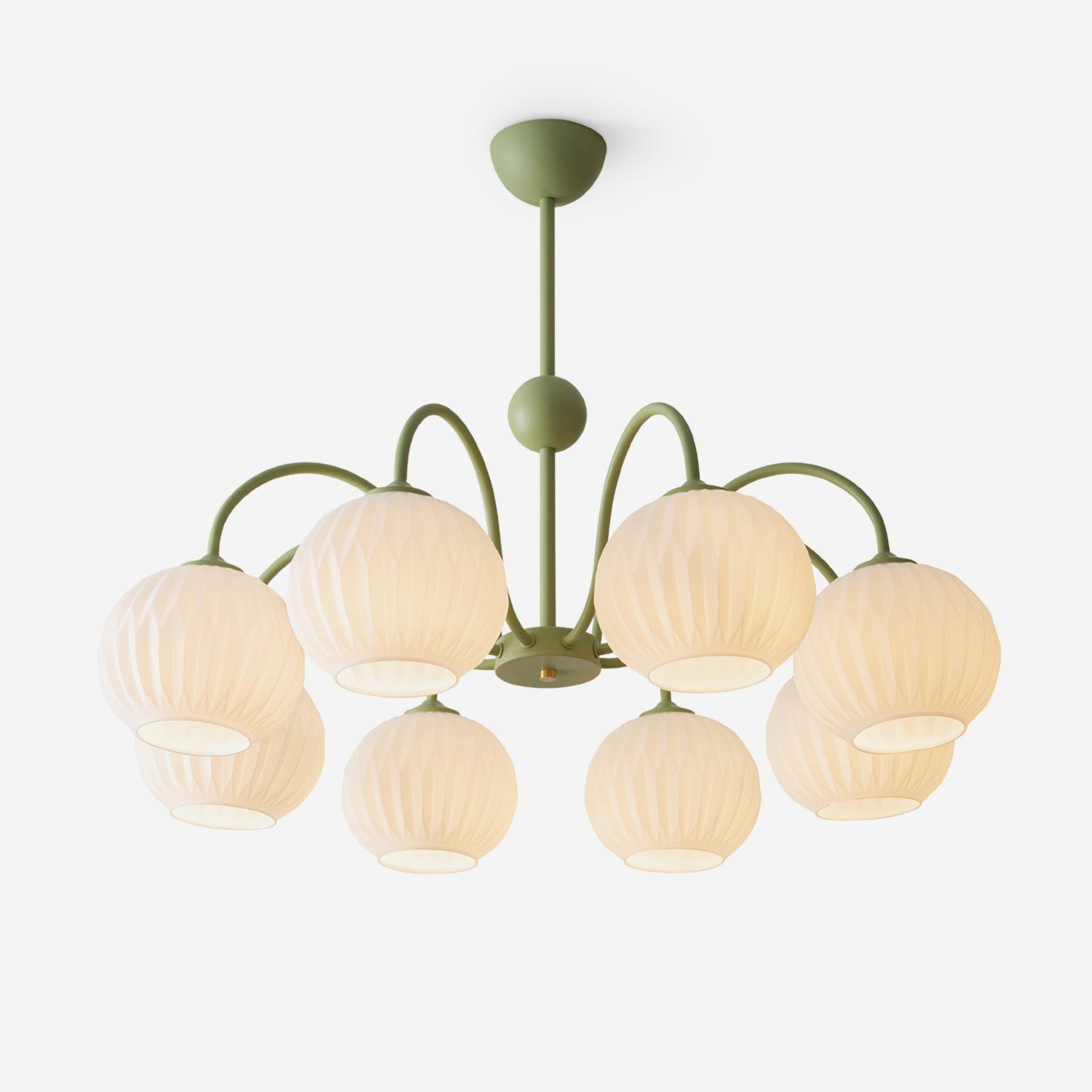 Lustra Lustre Moderne à 8 Lumières en Verre Ridé Vert