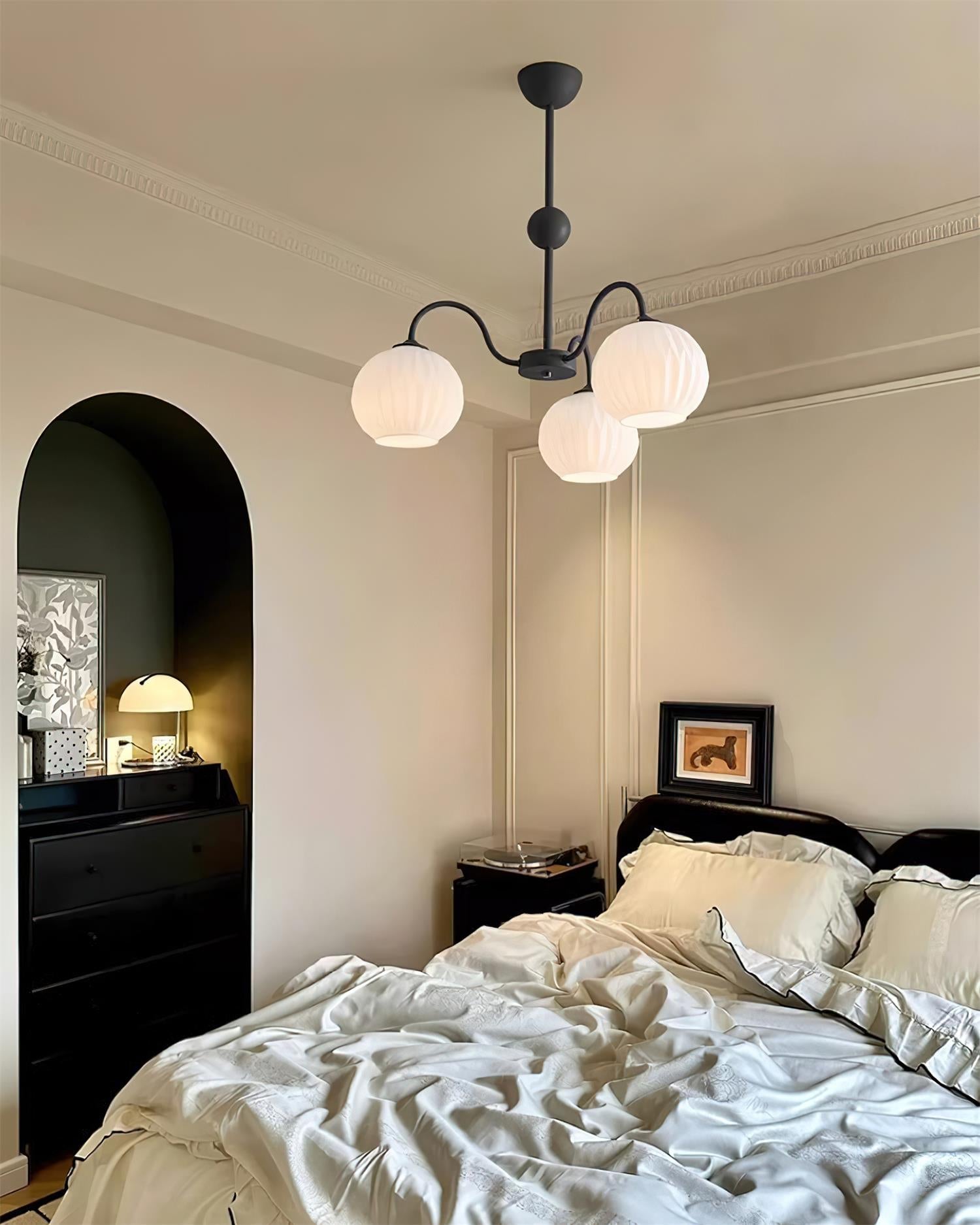 Lustra Lustre Moderne à 8 Lumières en Verre Ridé Vert