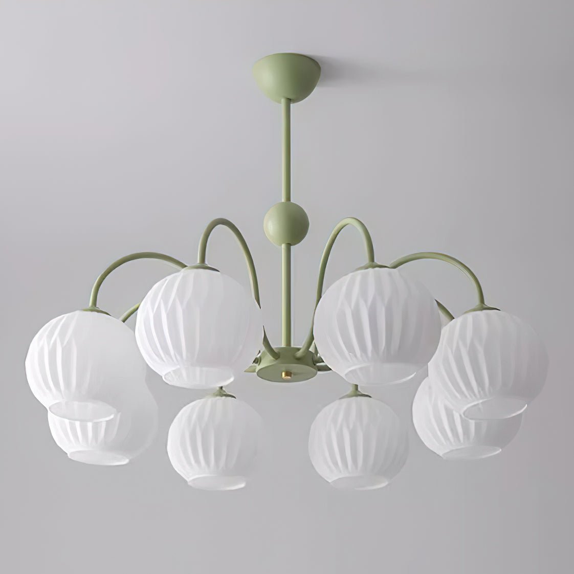 Lustra Lustre Moderne à 8 Lumières en Verre Ridé Vert