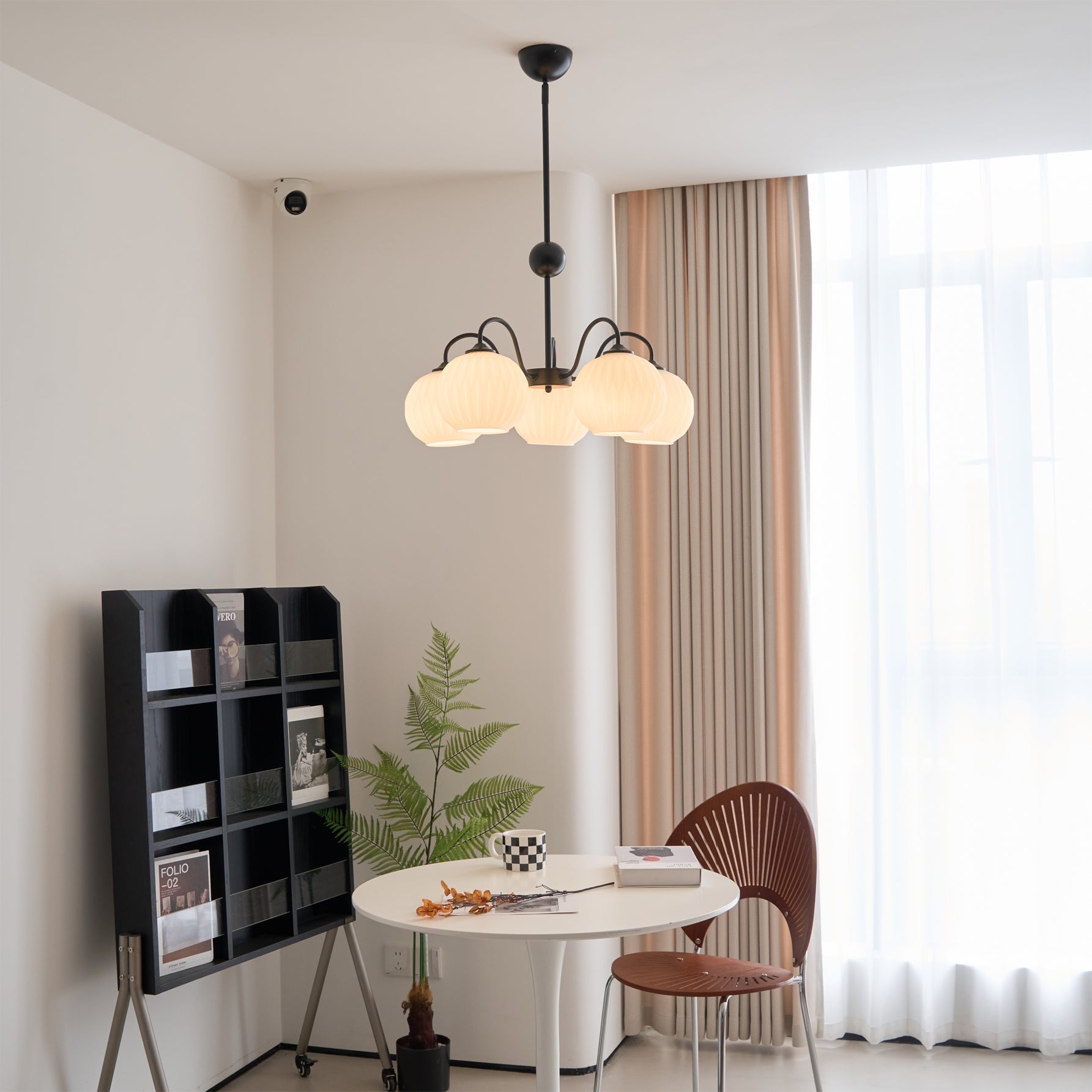 Lustra Lustre Moderne à 8 Lumières en Verre Ridé Vert