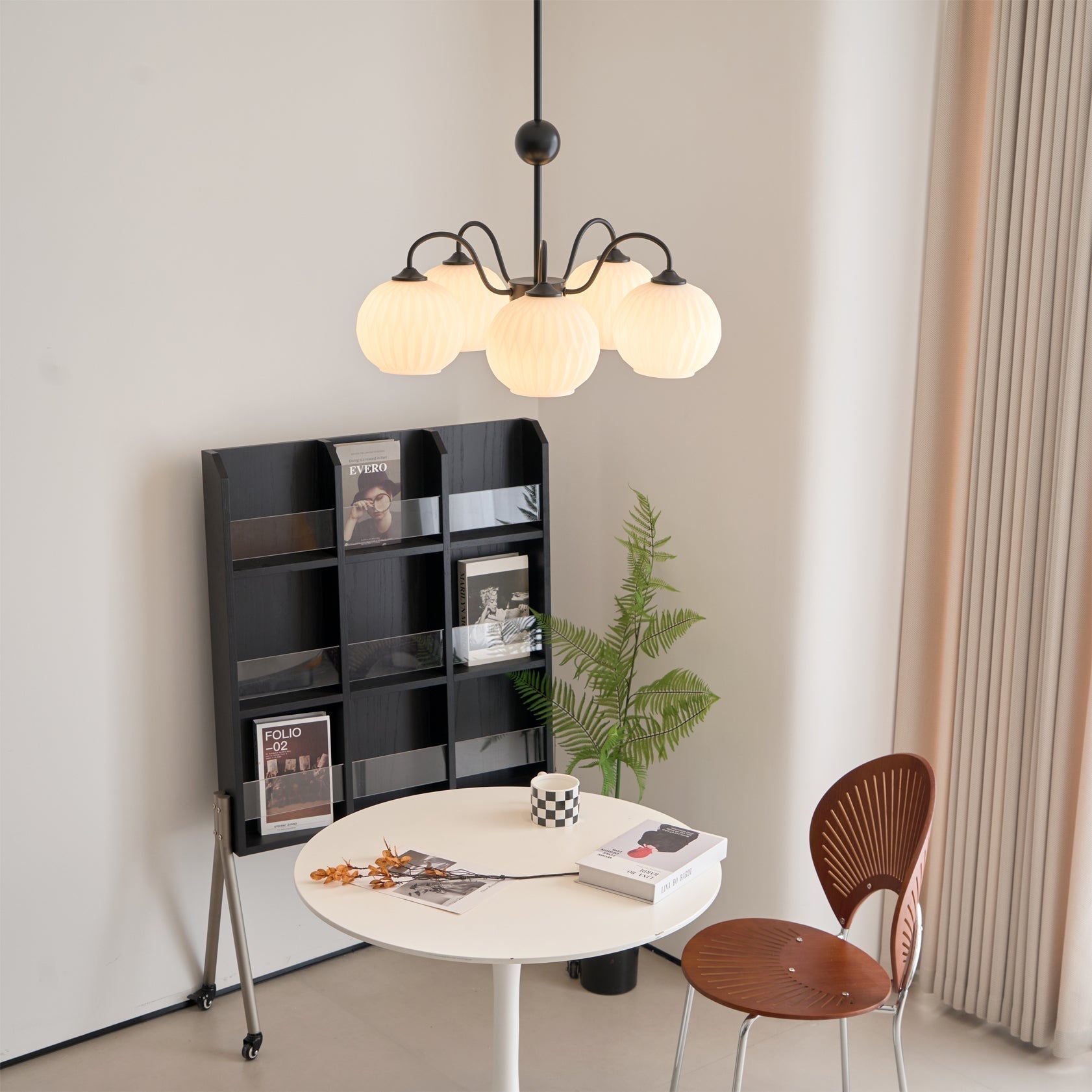 Lustra Lustre Moderne à 8 Lumières en Verre Ridé Vert