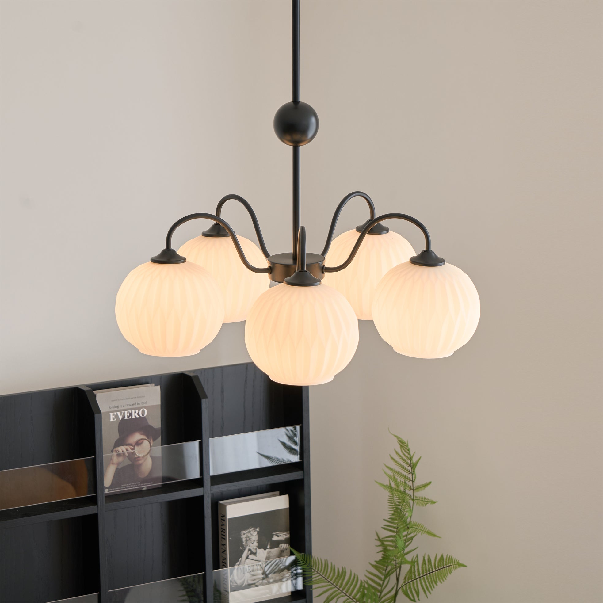 Lustra Lustre Moderne à 8 Lumières en Verre Ridé Vert