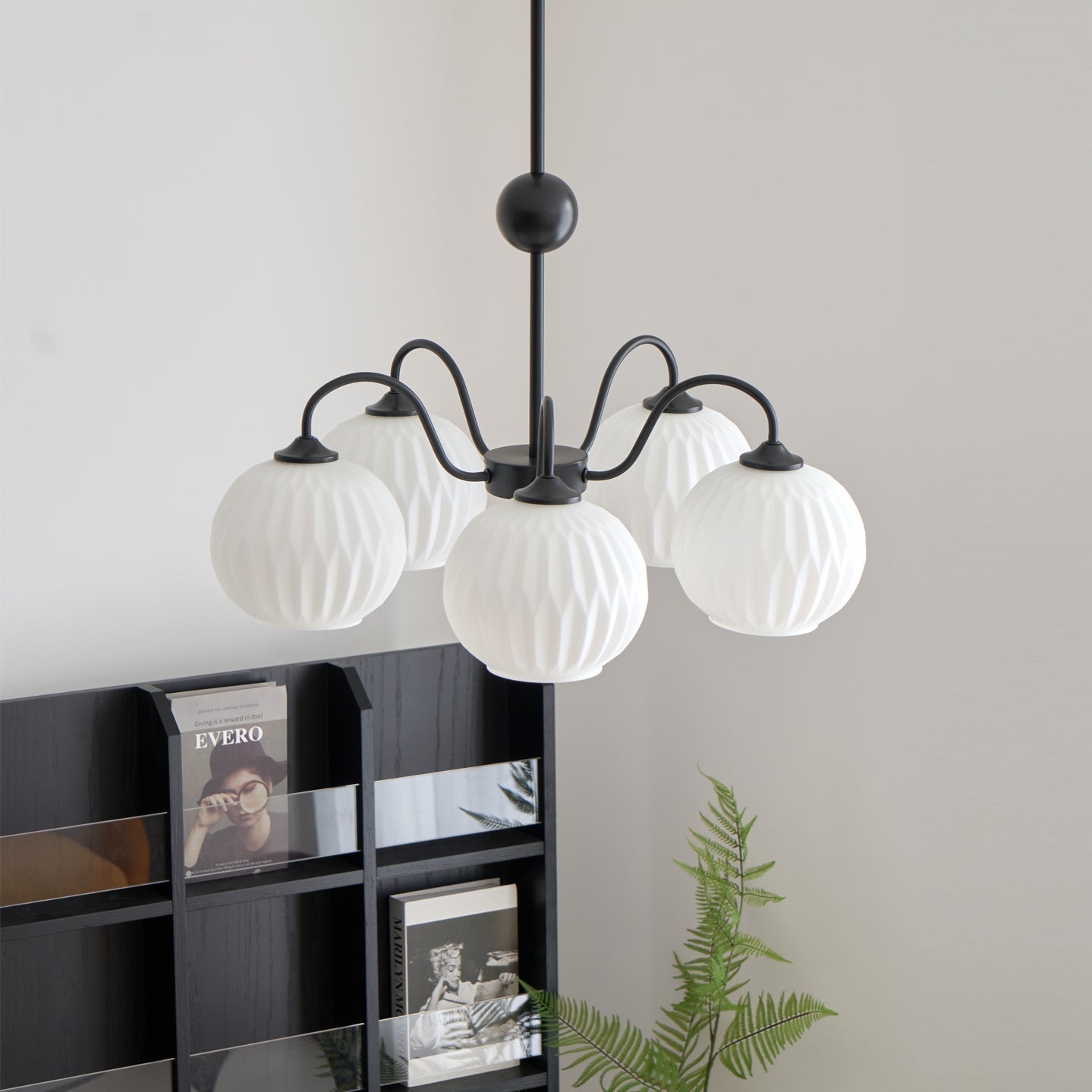 Lustra Lustre Moderne à 8 Lumières en Verre Ridé Vert