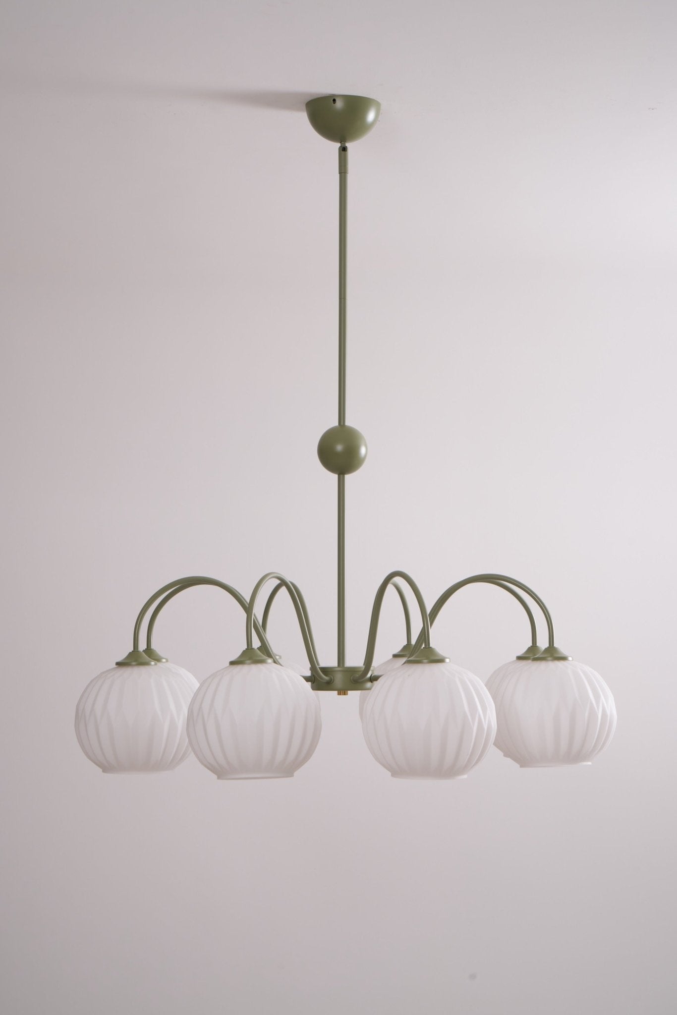 Lustra Lustre Moderne à 8 Lumières en Verre Ridé Vert