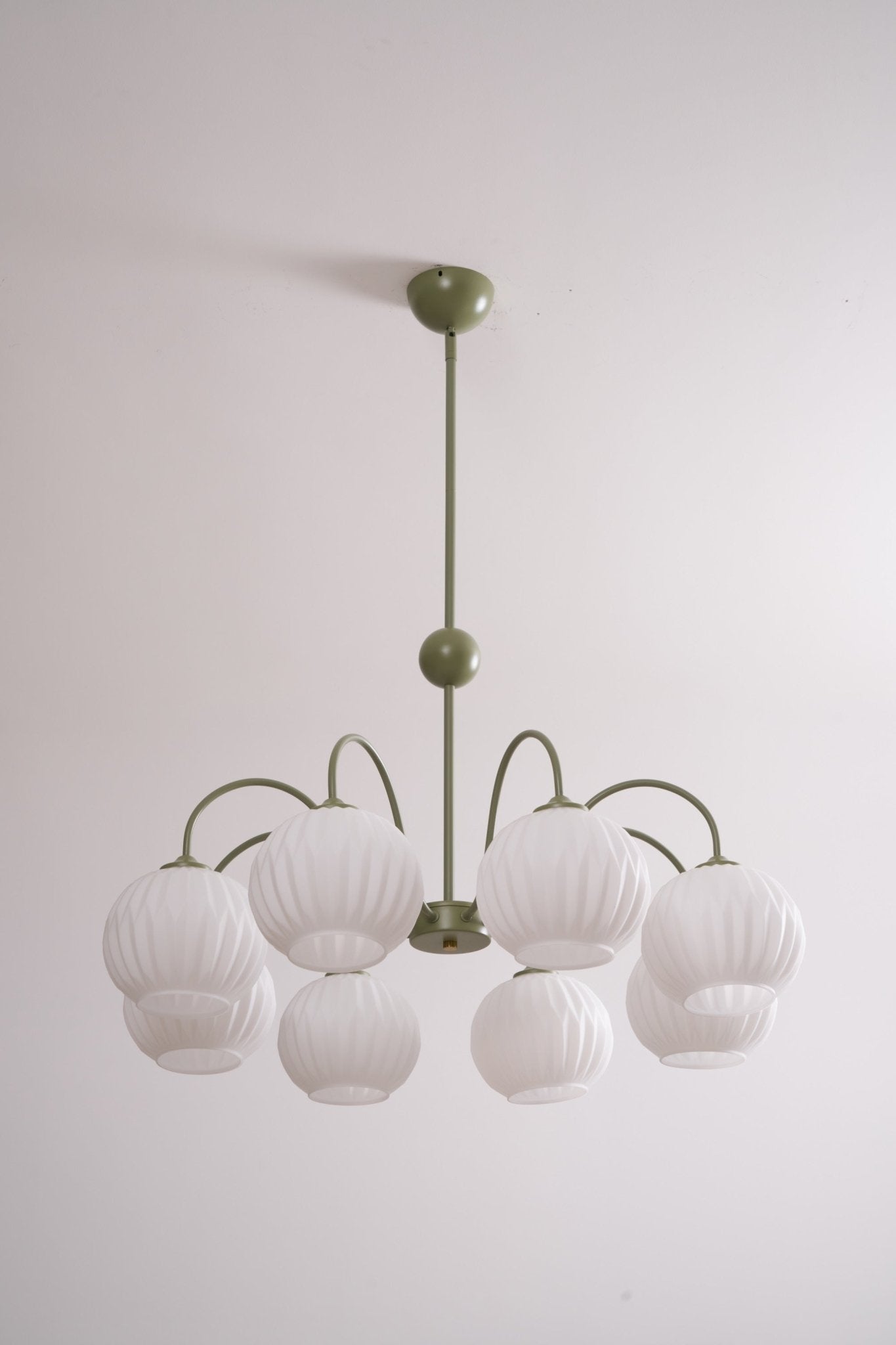 Lustra Lustre Moderne à 8 Lumières en Verre Ridé Vert