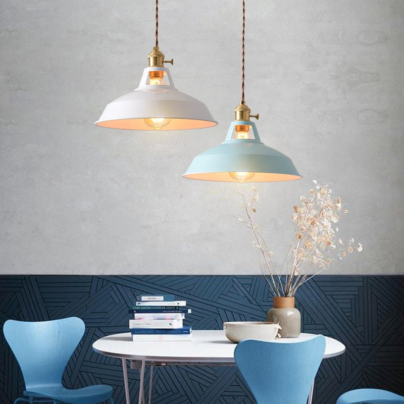 Jojo Lampe Suspension Luminaire Vintage. Métal. Noir/Blanc. Salle à Manger