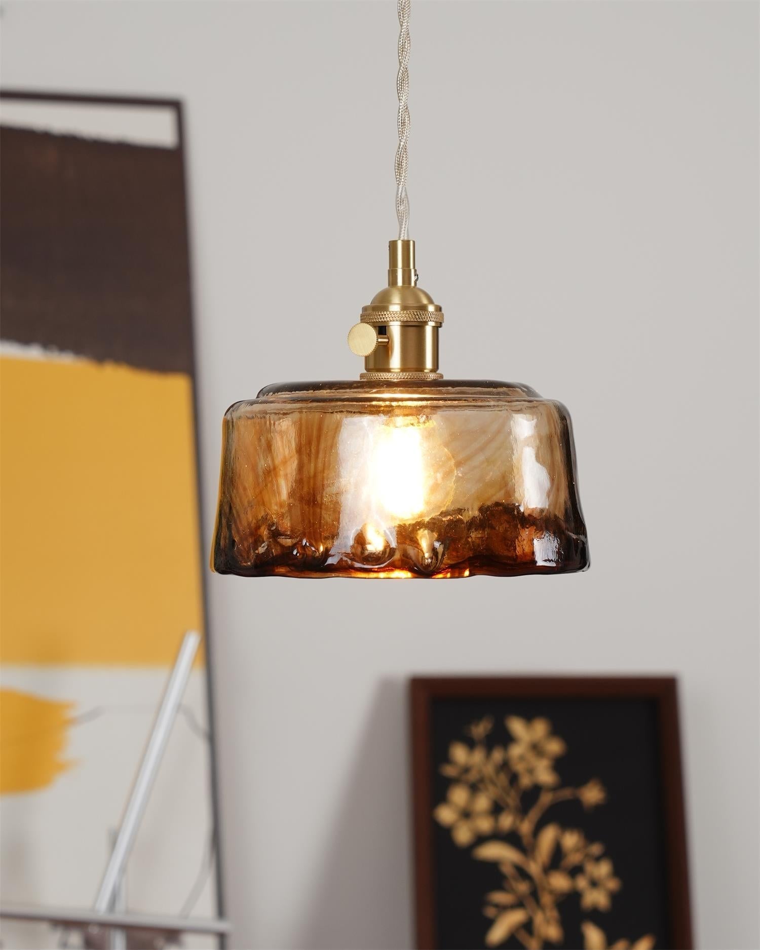 Amberlyn Suspension Verre Ambre Vintage