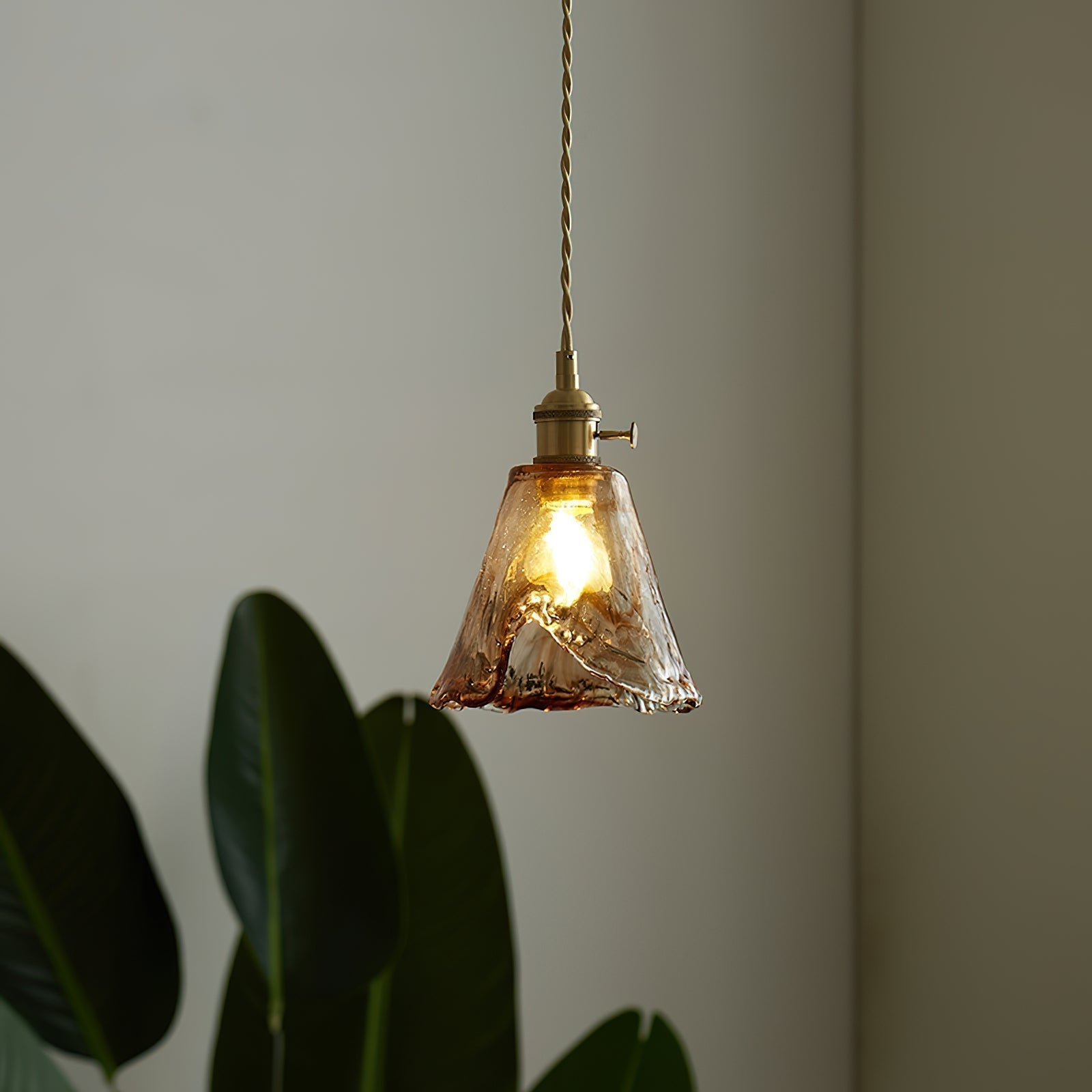 Amberlyn Suspension Verre Ambre Vintage