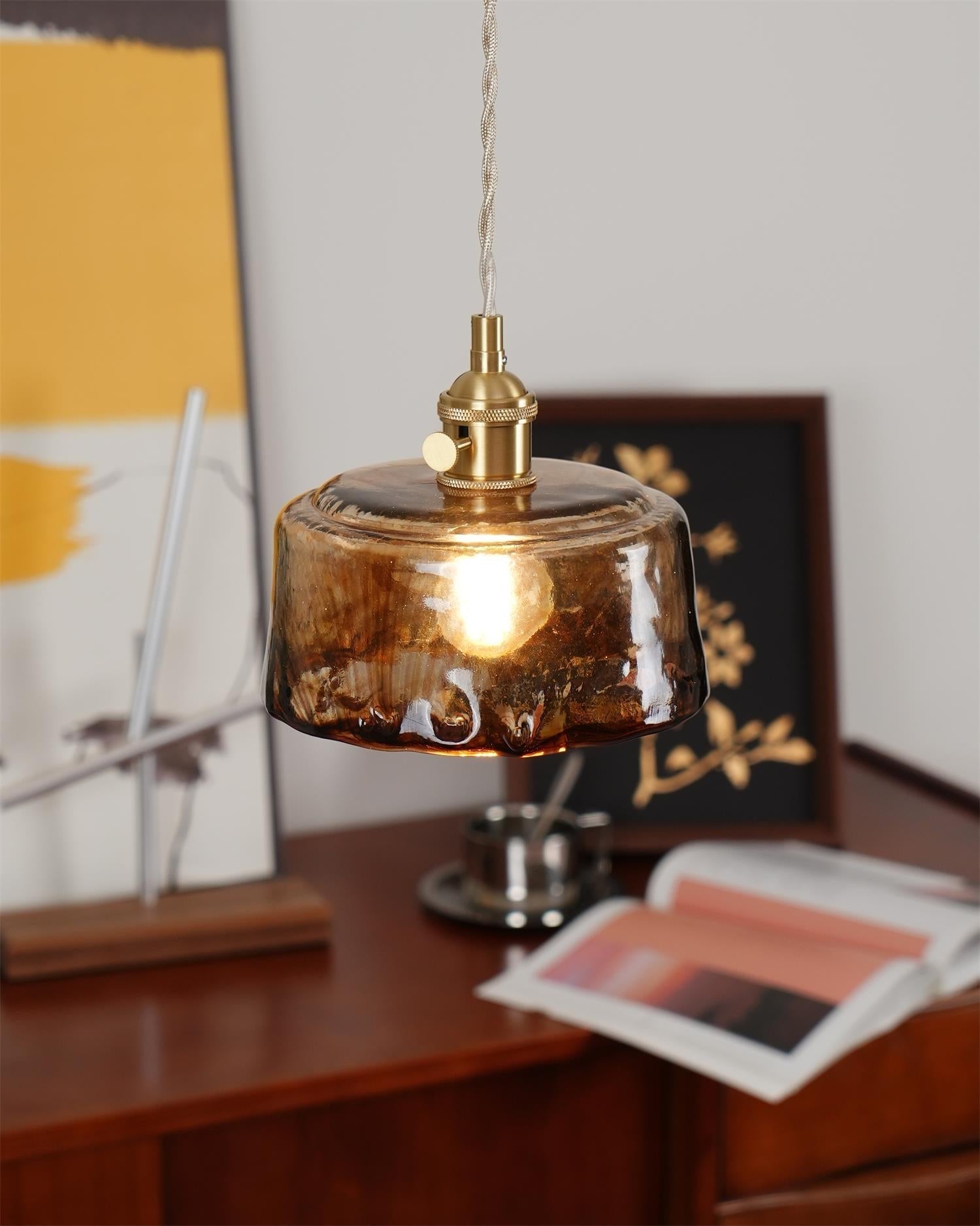 Amberlyn Suspension Verre Ambre Vintage