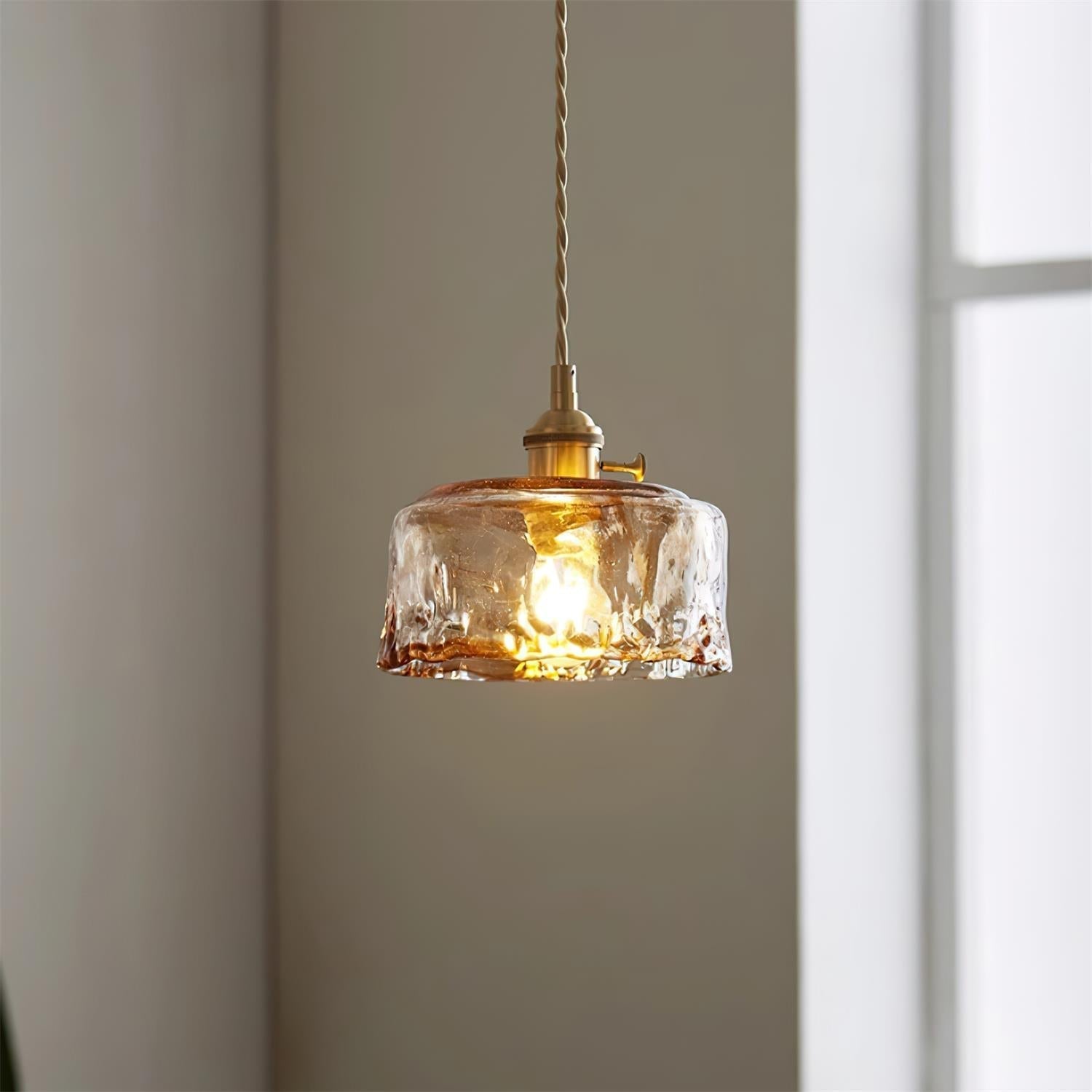 Amberlyn Suspension Verre Ambre Vintage