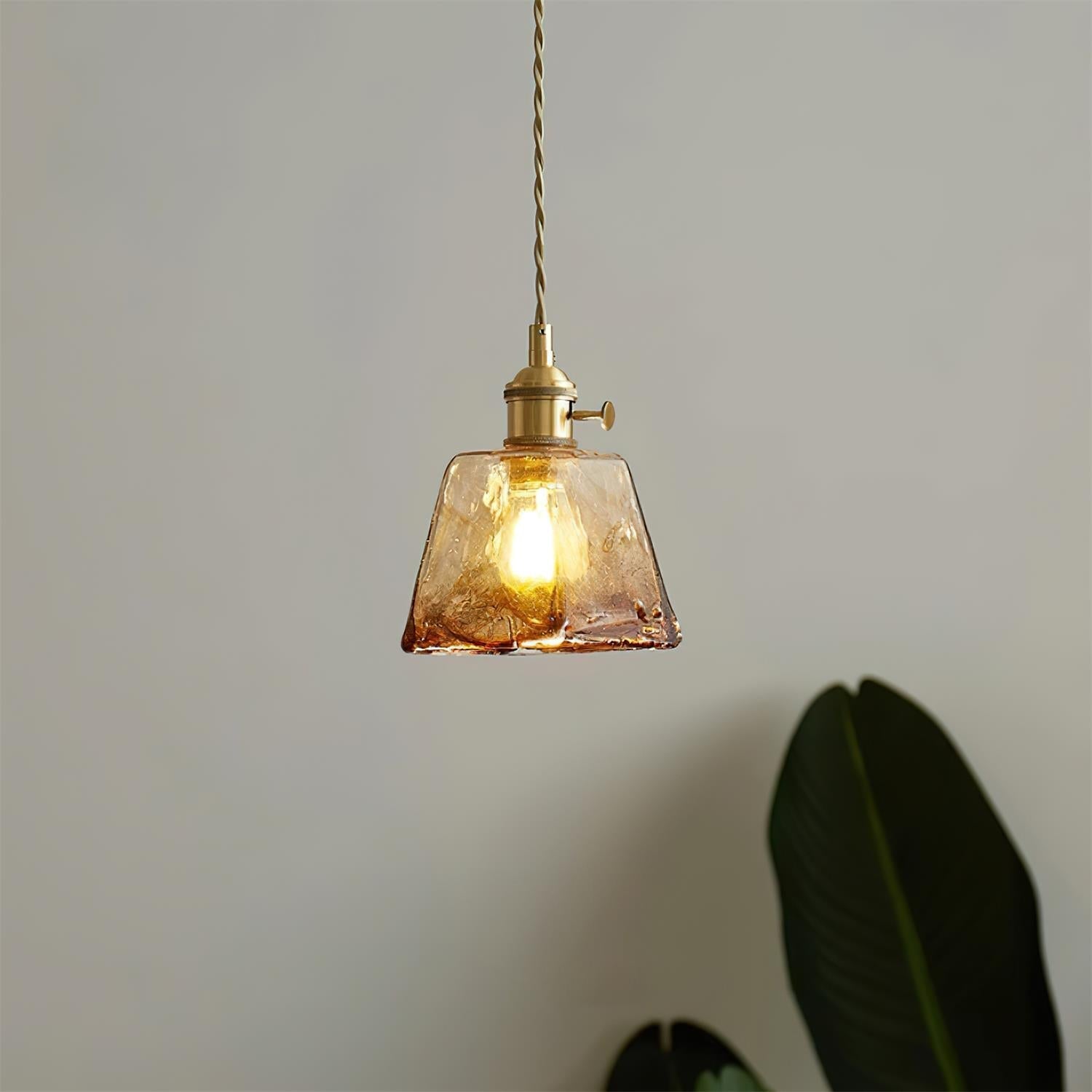 Amberlyn Suspension Verre Ambre Vintage