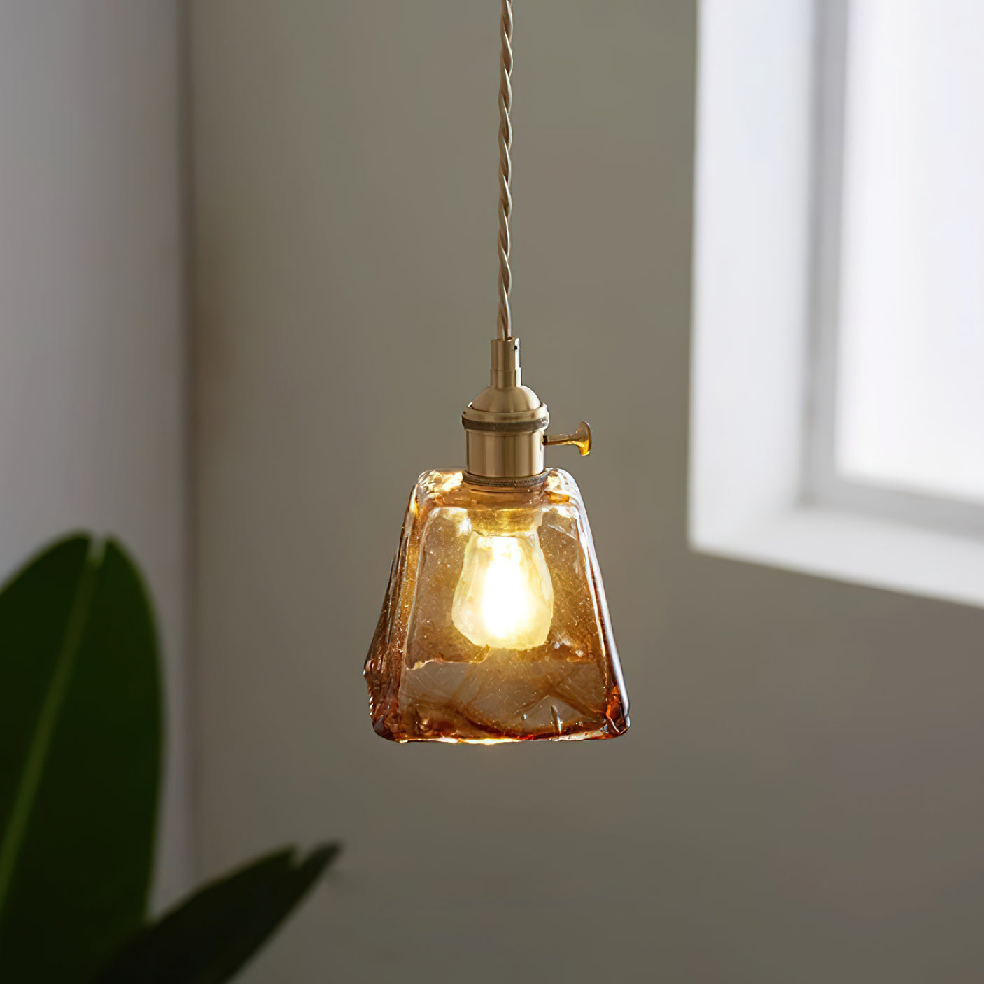 Amberlyn Suspension Verre Ambre Vintage