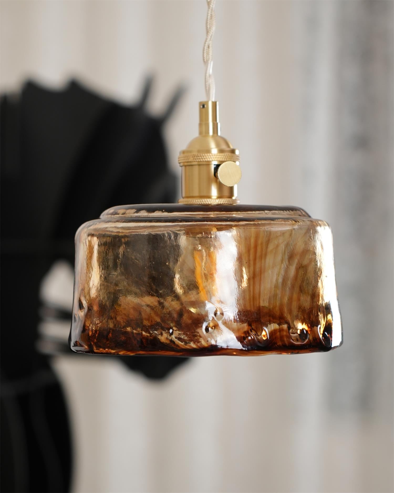 Amberlyn Suspension Verre Ambre Vintage