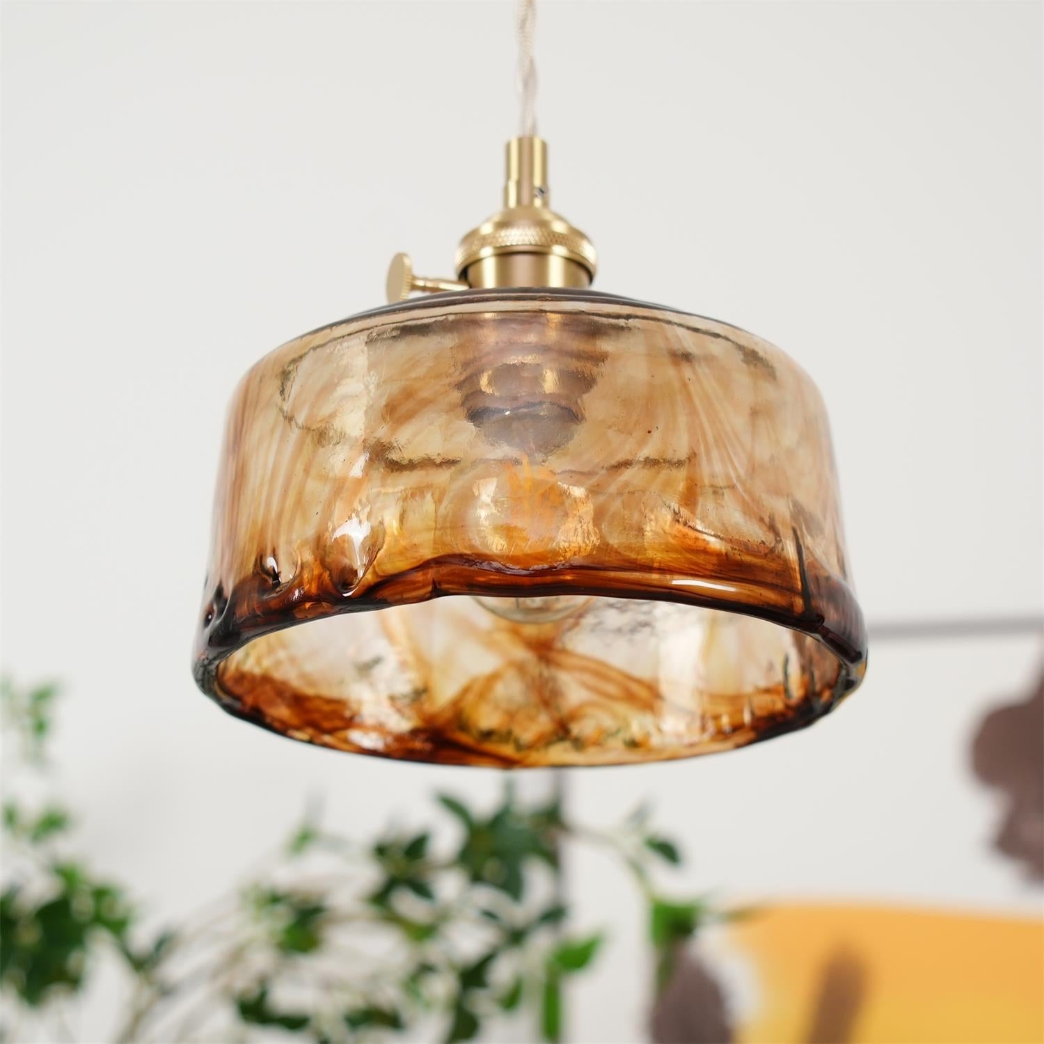 Amberlyn Suspension Verre Ambre Vintage