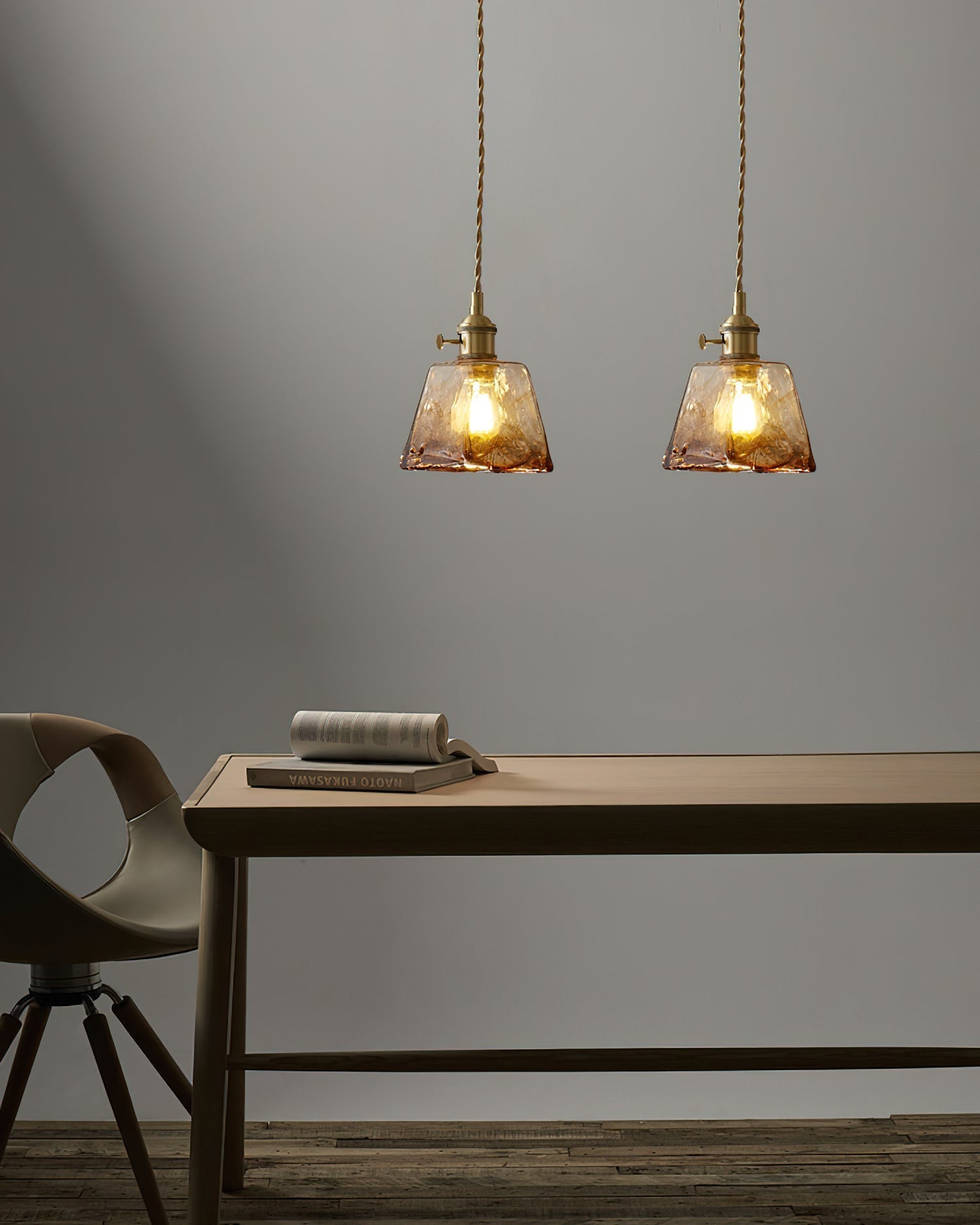 Amberlyn Suspension Verre Ambre Vintage