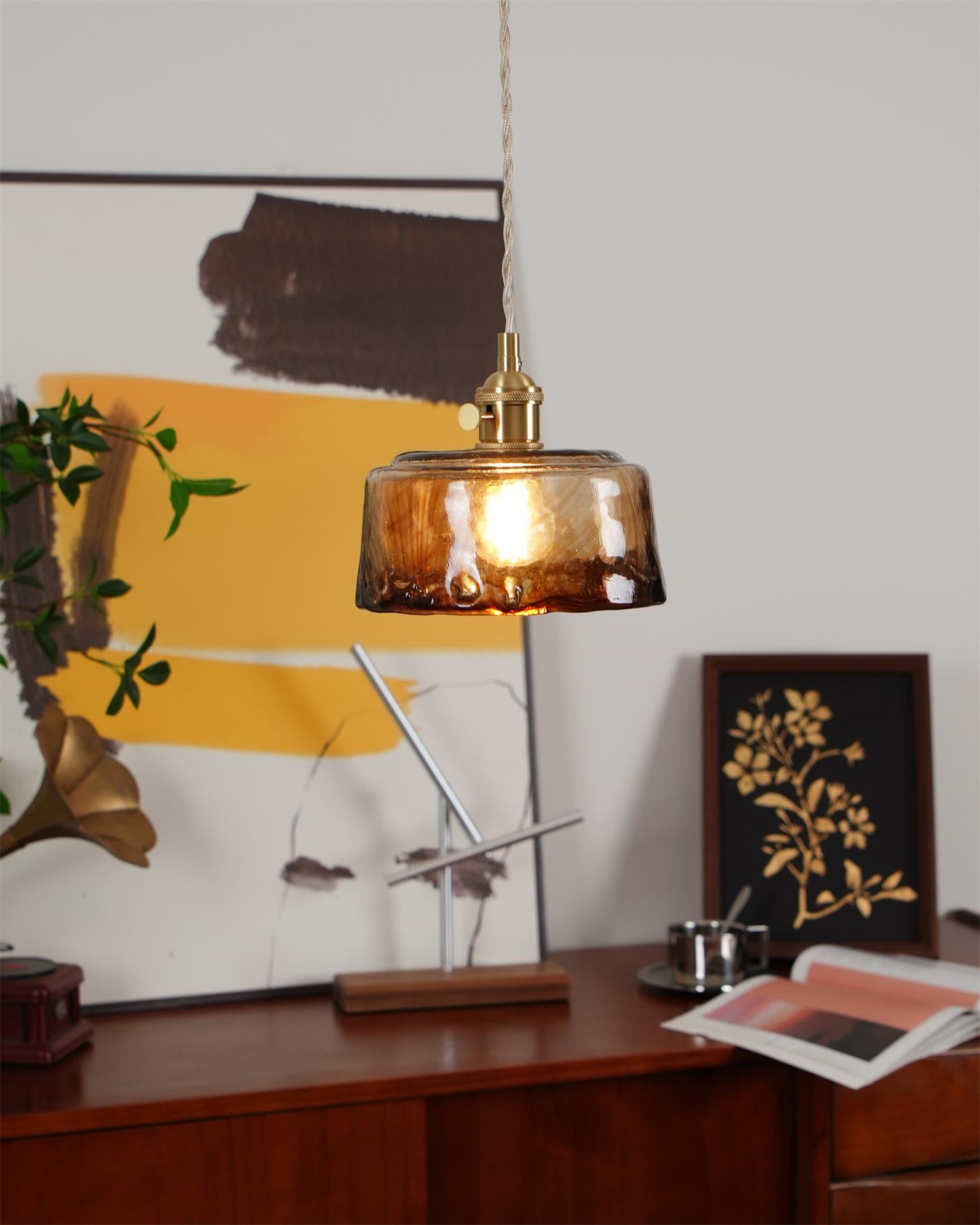Amberlyn Suspension Verre Ambre Vintage