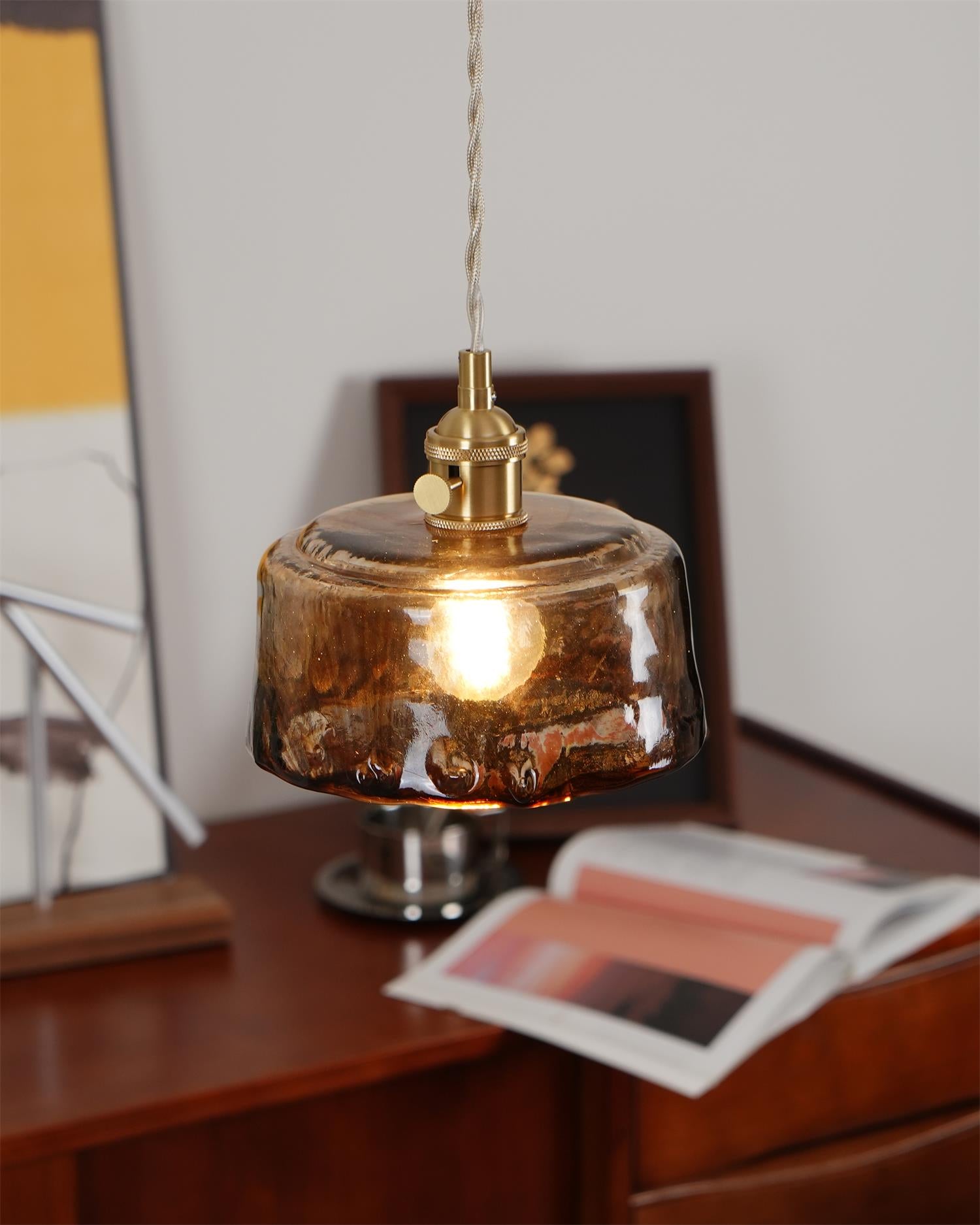Amberlyn Suspension Verre Ambre Vintage