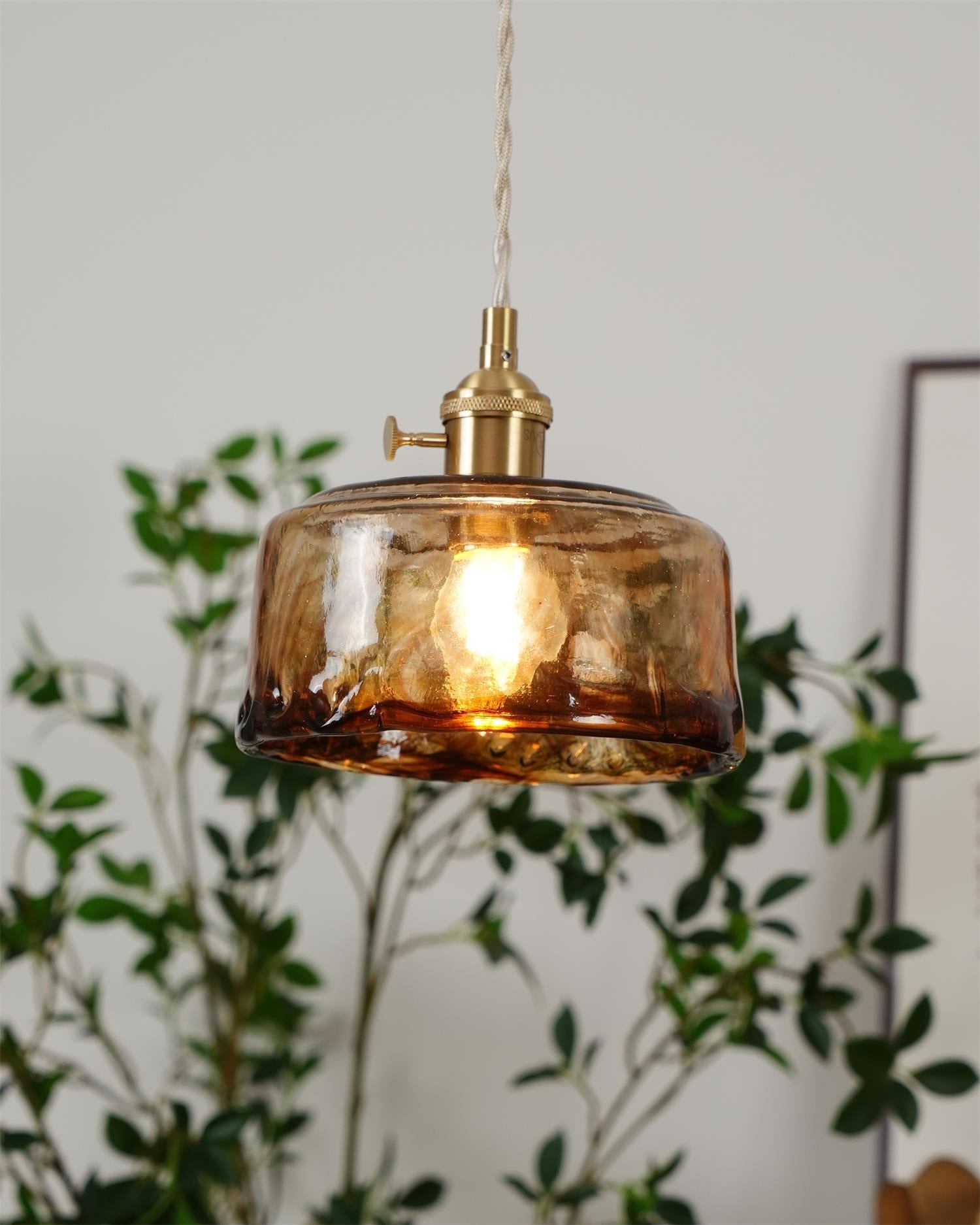 Amberlyn Suspension Verre Ambre Vintage