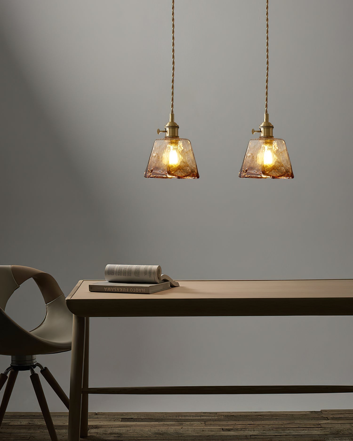 Amberlyn Suspension Verre Ambre Vintage