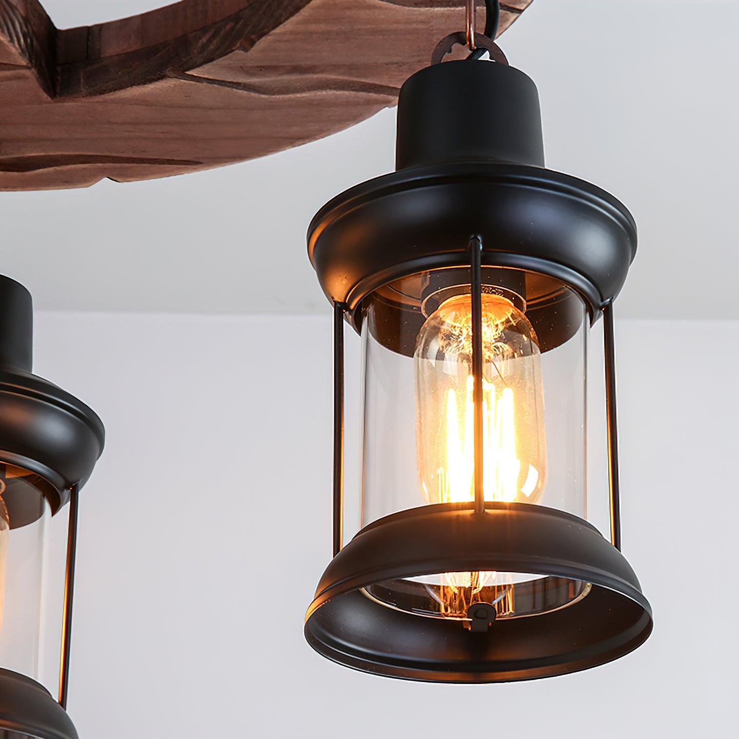 Aurora Lustre Vintage en Bois d'Avoine