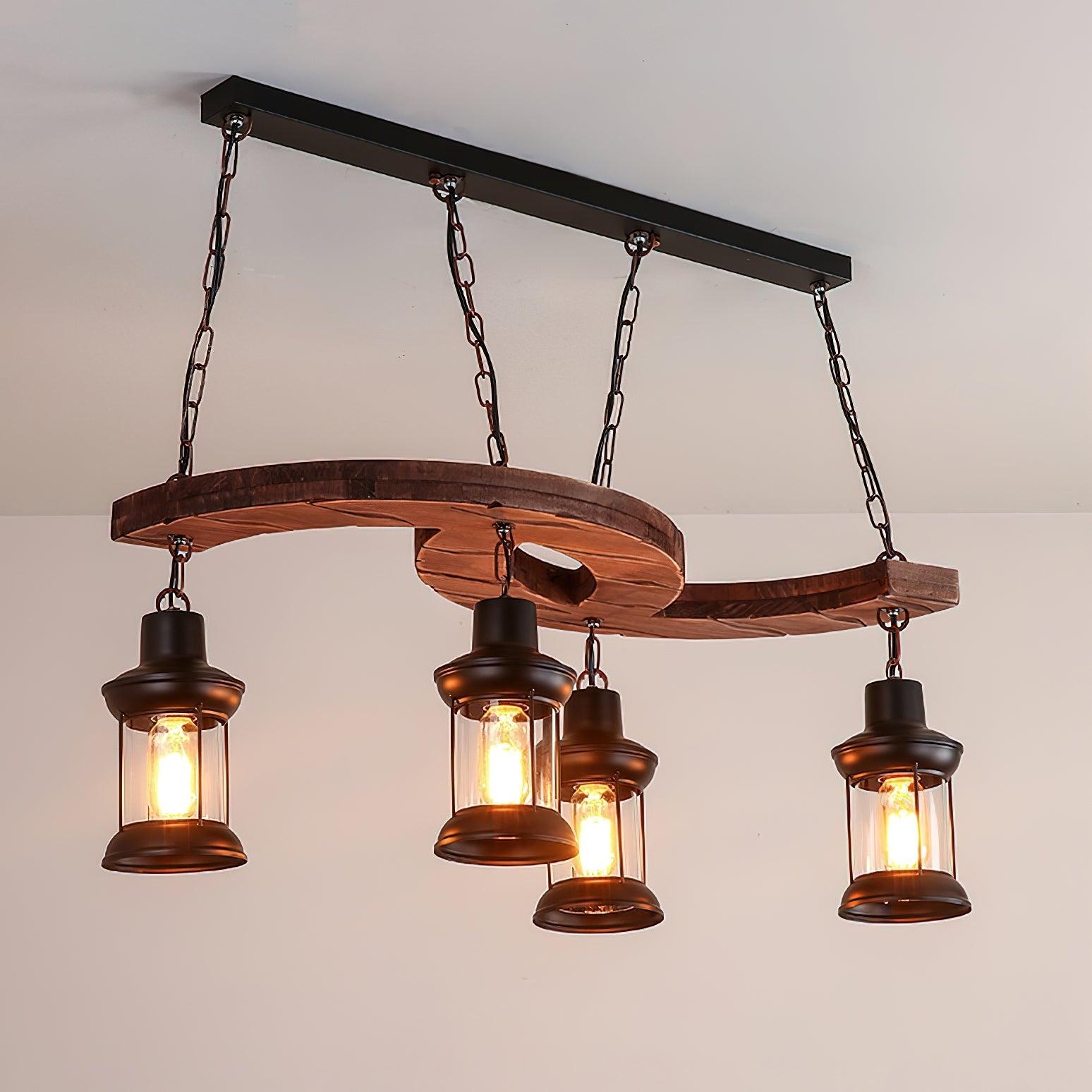Aurora Lustre Vintage en Bois d'Avoine