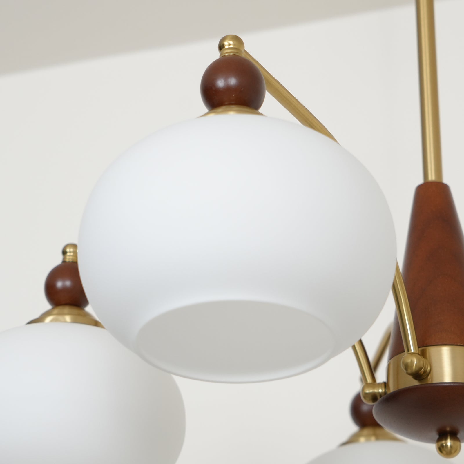 Lustra Suspension Rétro en Verre Jaune et Laiton