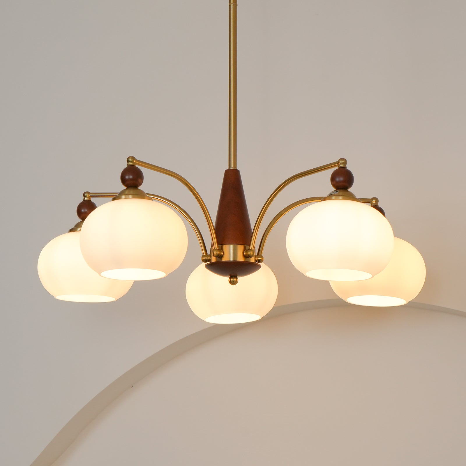 Lustra Suspension Rétro en Verre Jaune et Laiton