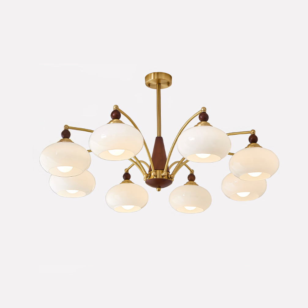 Lustra Suspension Rétro en Verre Jaune et Laiton