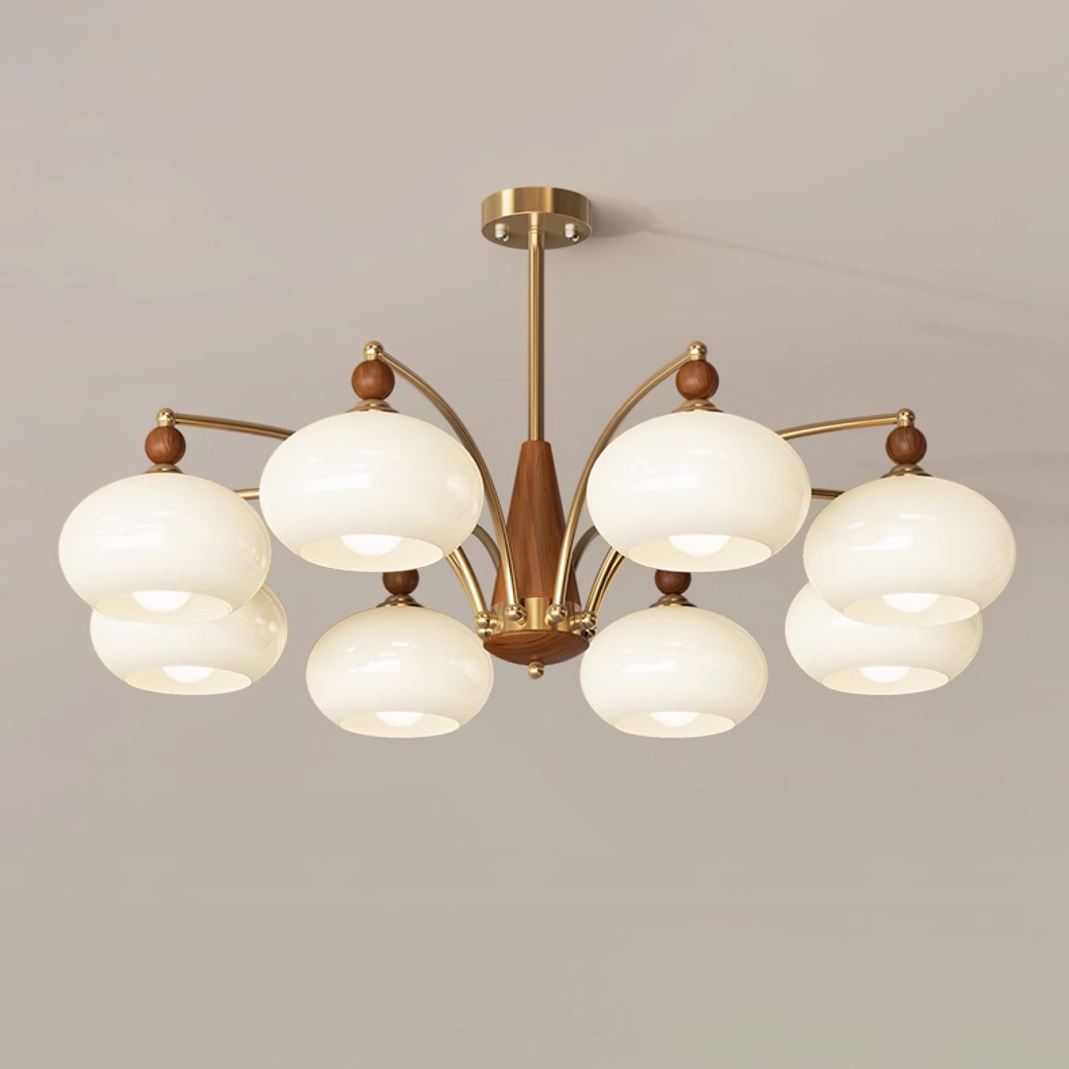 Lustra Suspension Rétro en Verre Jaune et Laiton