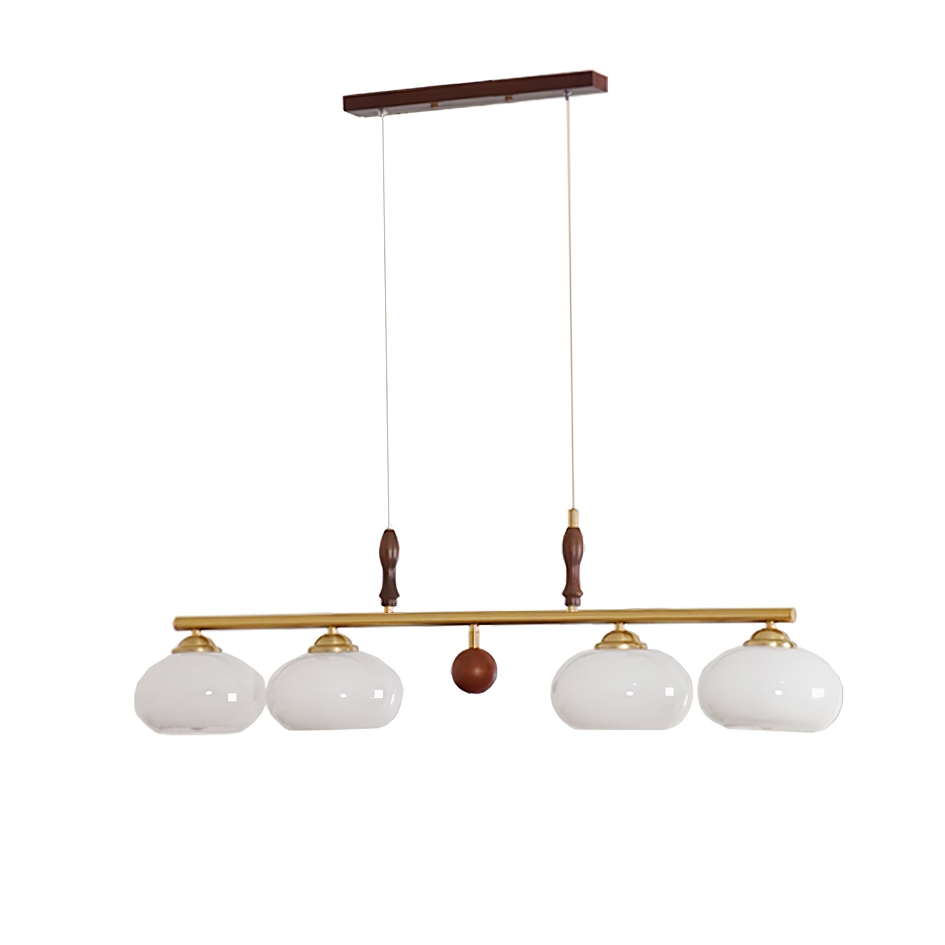 Lustra Suspension Rétro en Verre Jaune et Laiton